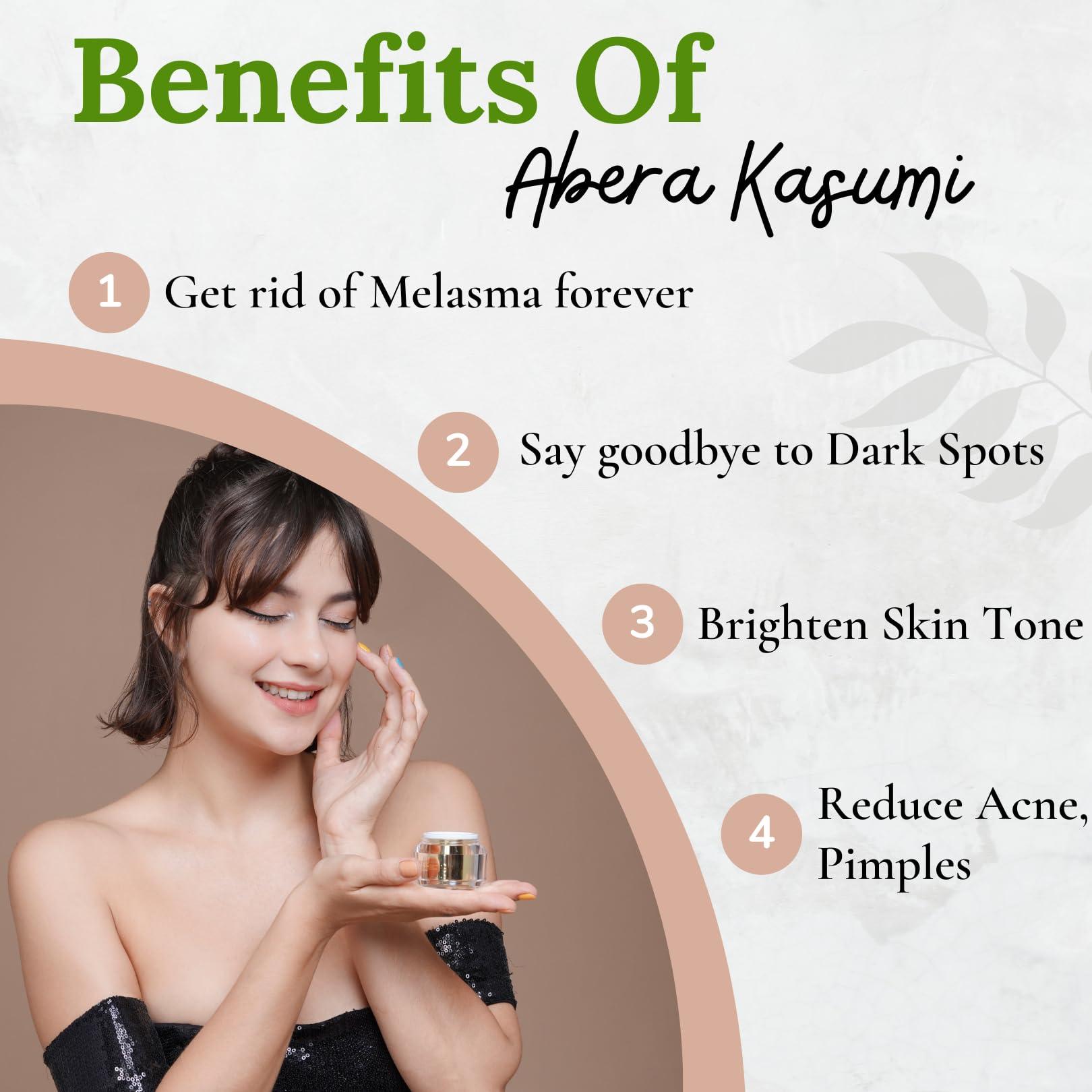 ABERA ABERA Kasumi Glowing Cream, Melasma Treatment with Niacinamide & HA, Dark Spot Remover For Face, Reduce Fine Lines, Wrinkles, Anti-aging, Red Ginseng Extract, Melasma Cream (0.7 Oz Per Item)