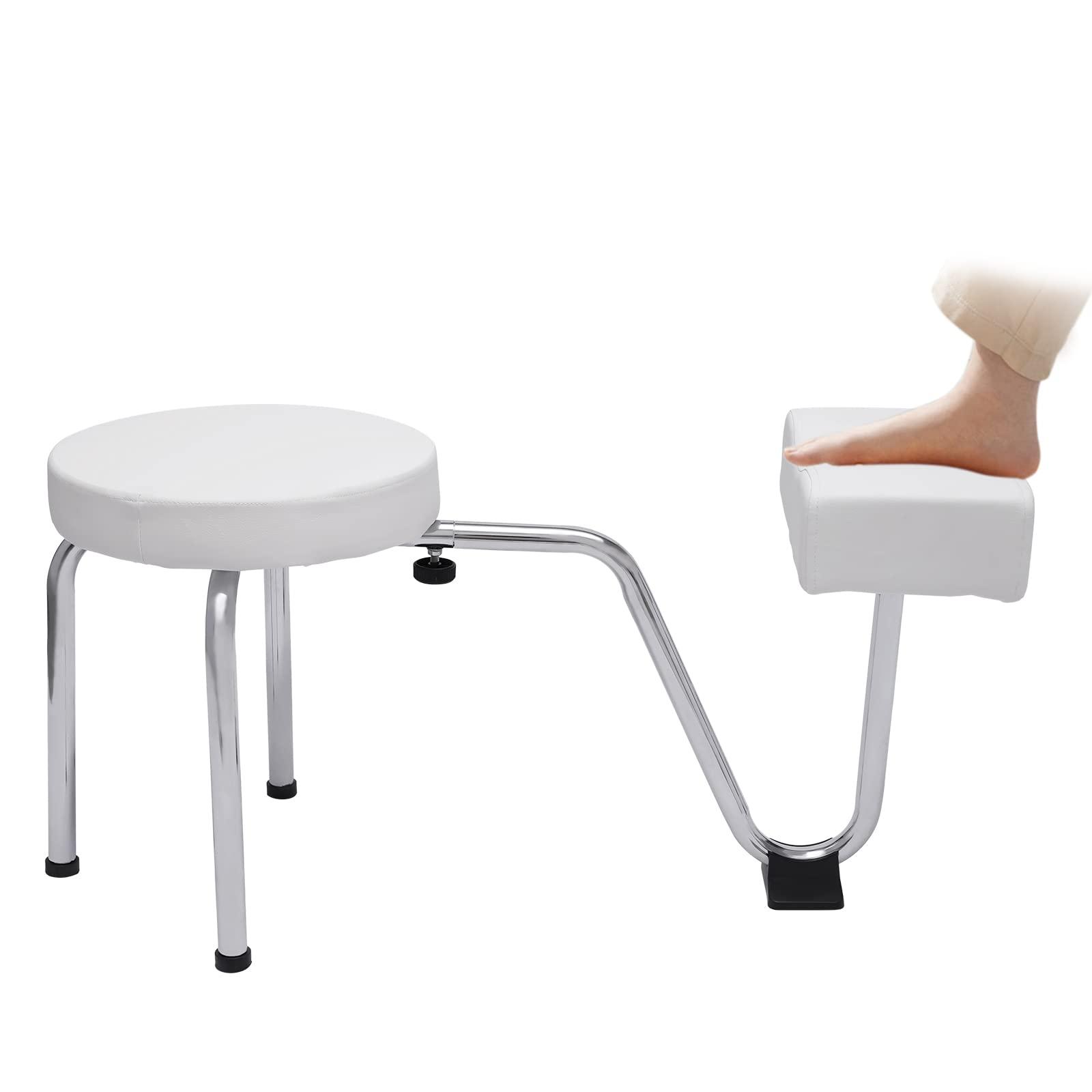 WUPYI WUPYI Pedicure Stool with Footrest,Pedicure Foot Rest Stool Adjustable Leg Rest Manicure Nail Stand Station for Salon Spa Beauty Equipment (White)