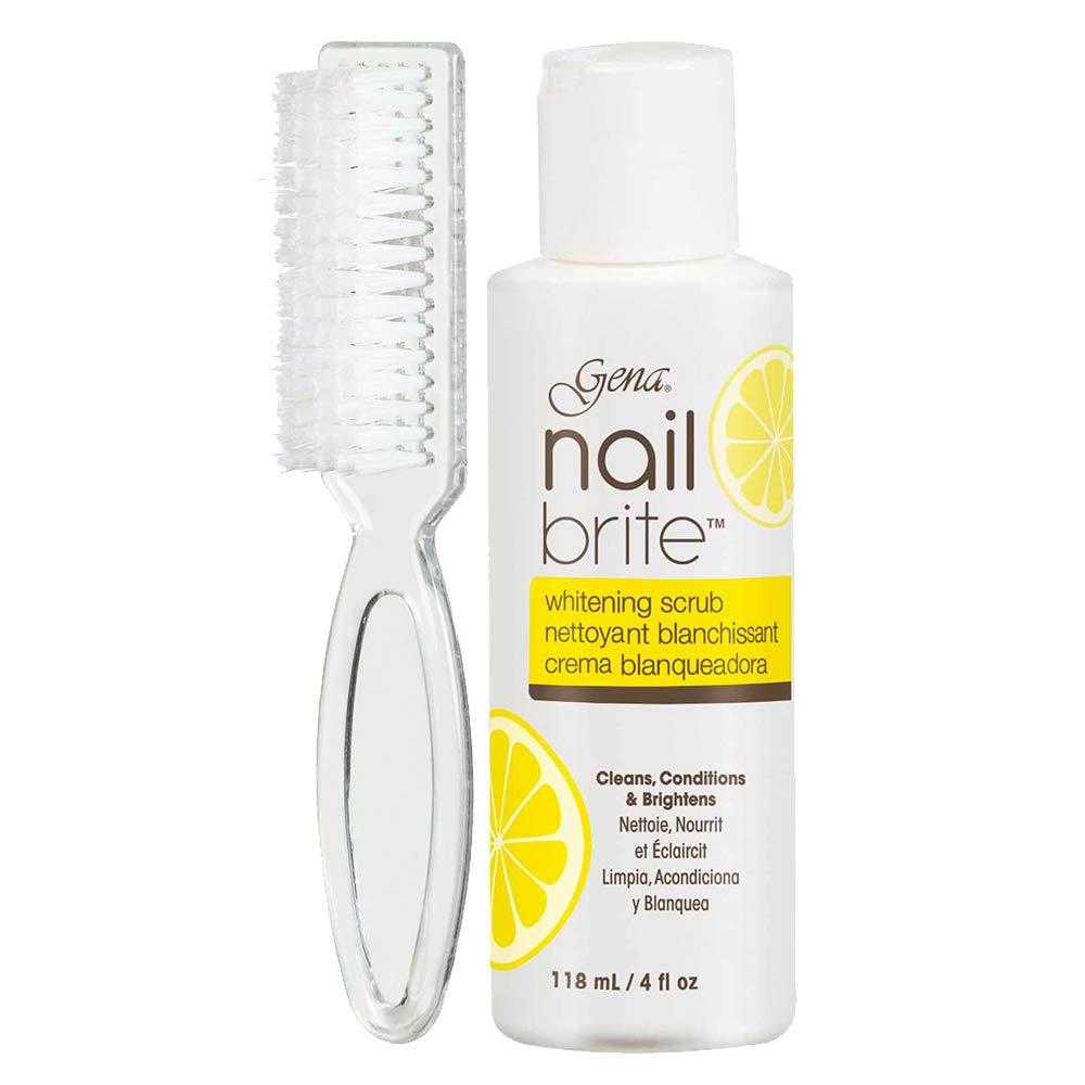 Gena Gena Nail Brite Whitening Scrub with Brush, Cleans Conditions & Brightens Nails, 4 oz
