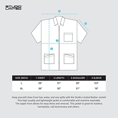 STUDIO LIMITED STUDIO LIMITED Barber Jacket, Lightweight and Breathable Zipper Closure Hair Stylist Grooming Smock Shirt Water Resistance fabric stylish and functional, A FREE SALON APRON (L)