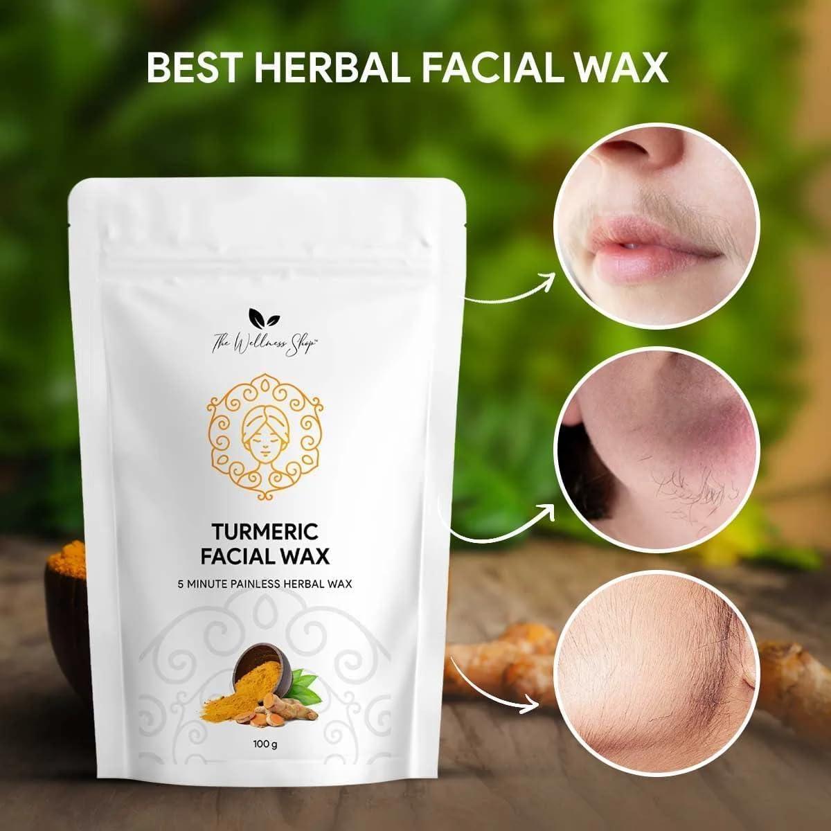 OTAA Turmeric Facial Wax Powder - 5 min Painless Natural Face Hair Removal Waxing Powder - Easy to use at home - No chemicals - No Irritation - No Skin rashes - 100g