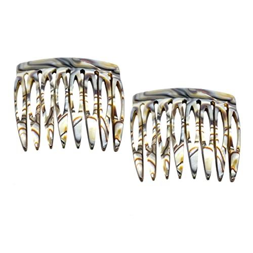 Camila Camila Paris Onyx and Tokyo French Hair Side Comb 4 Piece Handmade Small, French Twist Decorative Hair Combs, Strong Hold Hair Comb Clips for Women, Styling Girls Hair Accessories, Made in France