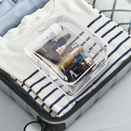 Wedama Wedama TSA Approved Toiletry Bag, Cosmetic Bags 2 Pack with Zipper Carry on Airline Airport Travel Accessories, PVC Makeup Bags for Travel, Clear Toiletry Bags for Women and Men-White