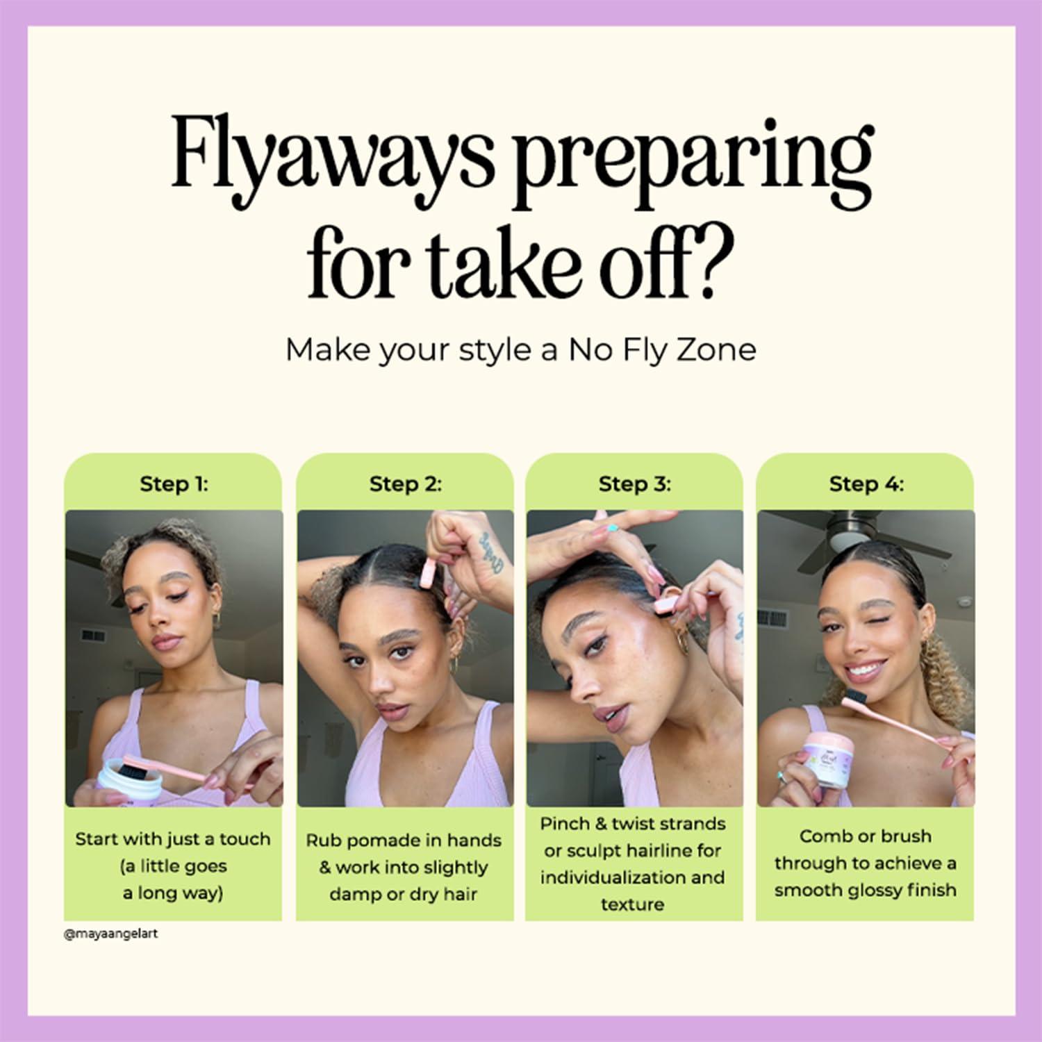 INH INH Hair Pomade for Flyaways | Water Based & Strong Hold Fly Away Hair Tamer | Sweat Proof No Fly Zone Pomade & Texturizer for Styling | Glossy Finish for a Sleek Look | 2oz