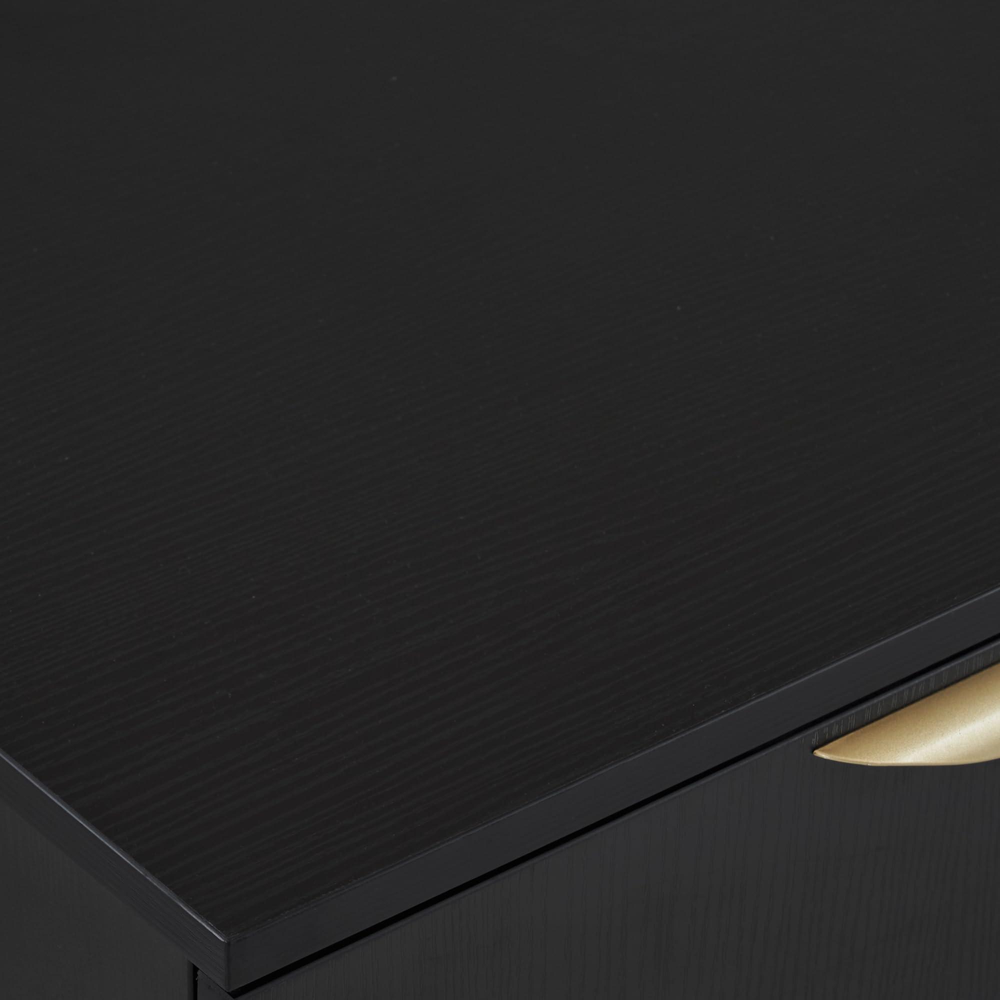 BarberPub BarberPub Salon Spa Station for Hair Stylist, Barber Station with Metal Support Legs and Golden Handles, Wall Mount Styling Cabinet, Beauty Storage Organizer 3174 (Black)