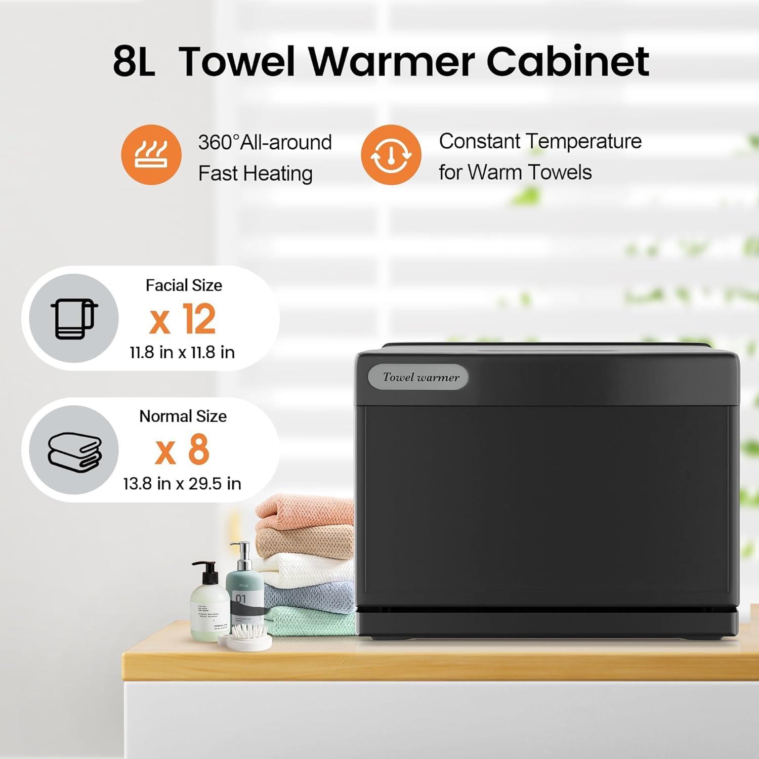 XDTKJDZ XDTKJDZ Towel Warmer, 8L Towel Warmer Cabinet can Hold 12 Wet Facial Towels,Hot Towel Warmer Use for Spa, Hair Beauty, Salon - Black