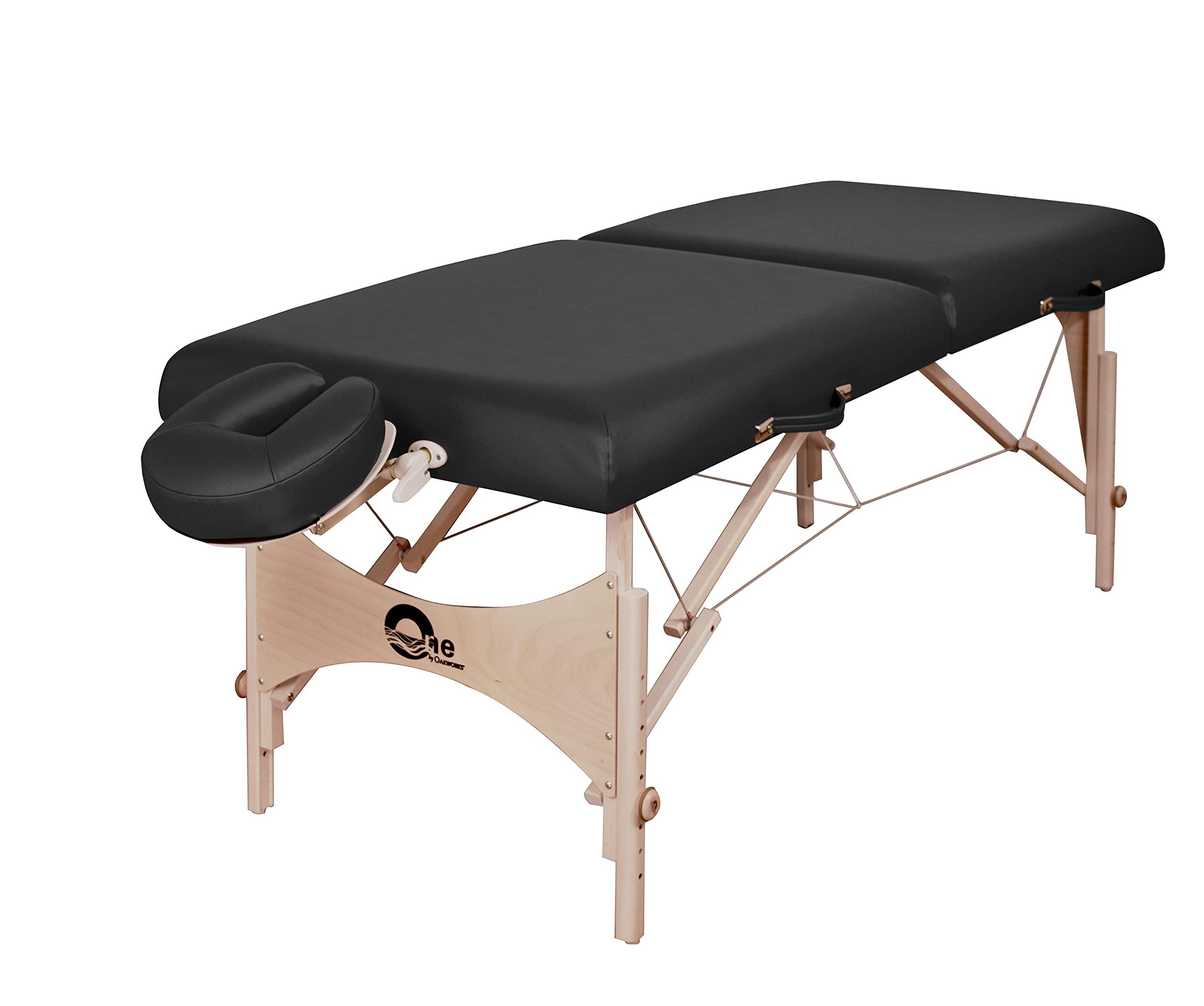 Oakworks Oakworks ONE Portable Massage Table, Package, Professional Massage Bed W/Quicklock Platform, Aerocel Face Rest, Spa Level Comfort, Adjustable 24-34 H, USA Made (Coal)