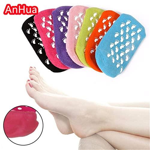 AnHua AnHua 1 Pair Feet Spa Moisturizing Gel Socks Exfoliating Dry Cracked Soft Skin Sock Pedicure Foot Care Tool Beauty Foot Care (Purple)
