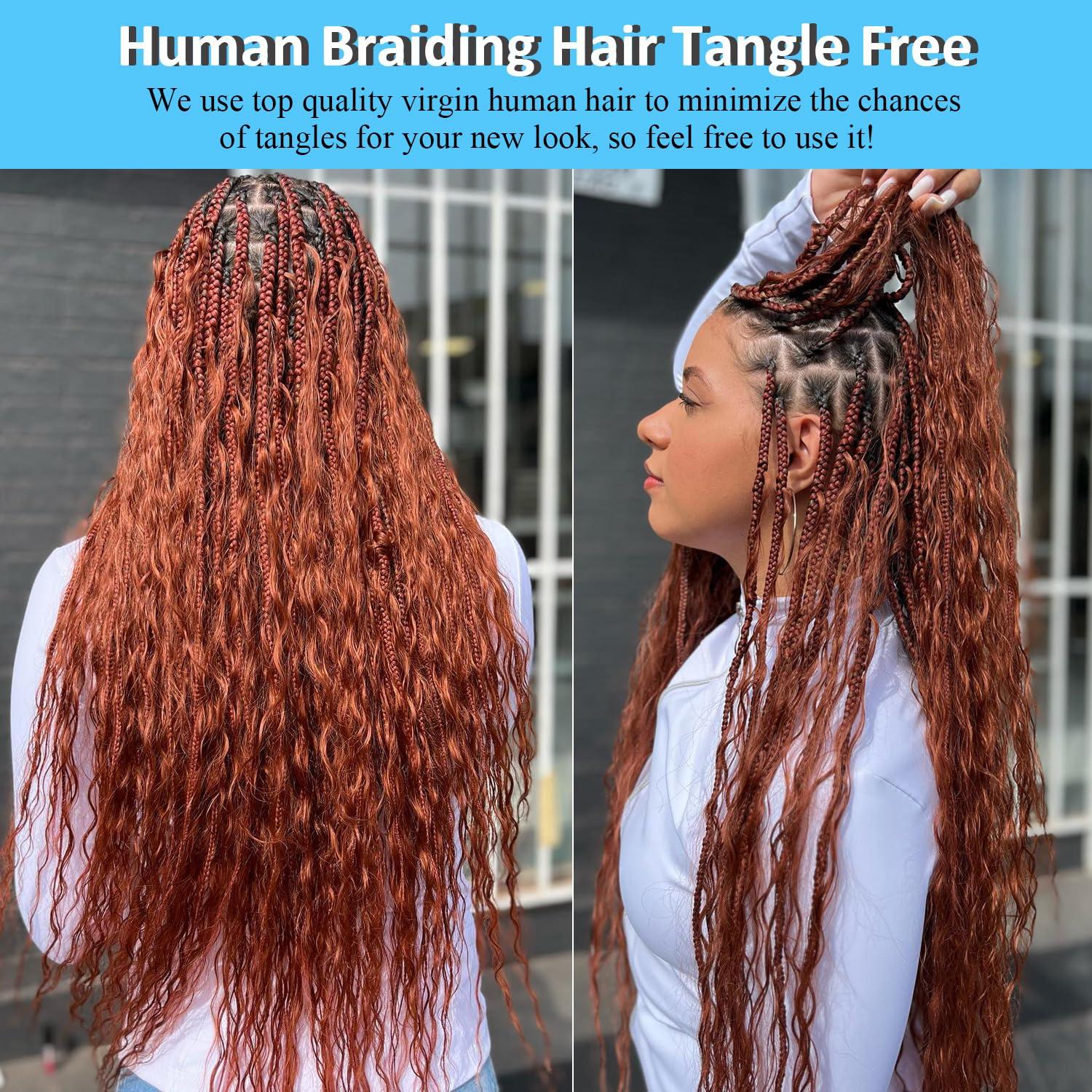 djd 350 Human Hair For Boho Braids Ginger Deep Wave Human Hair Bulk 28 Inch 100g Human Braiding Hair Wet And Wavy Human Hair For Bohimian Braids 2 Bundles 100% Human Hair Water Wave
