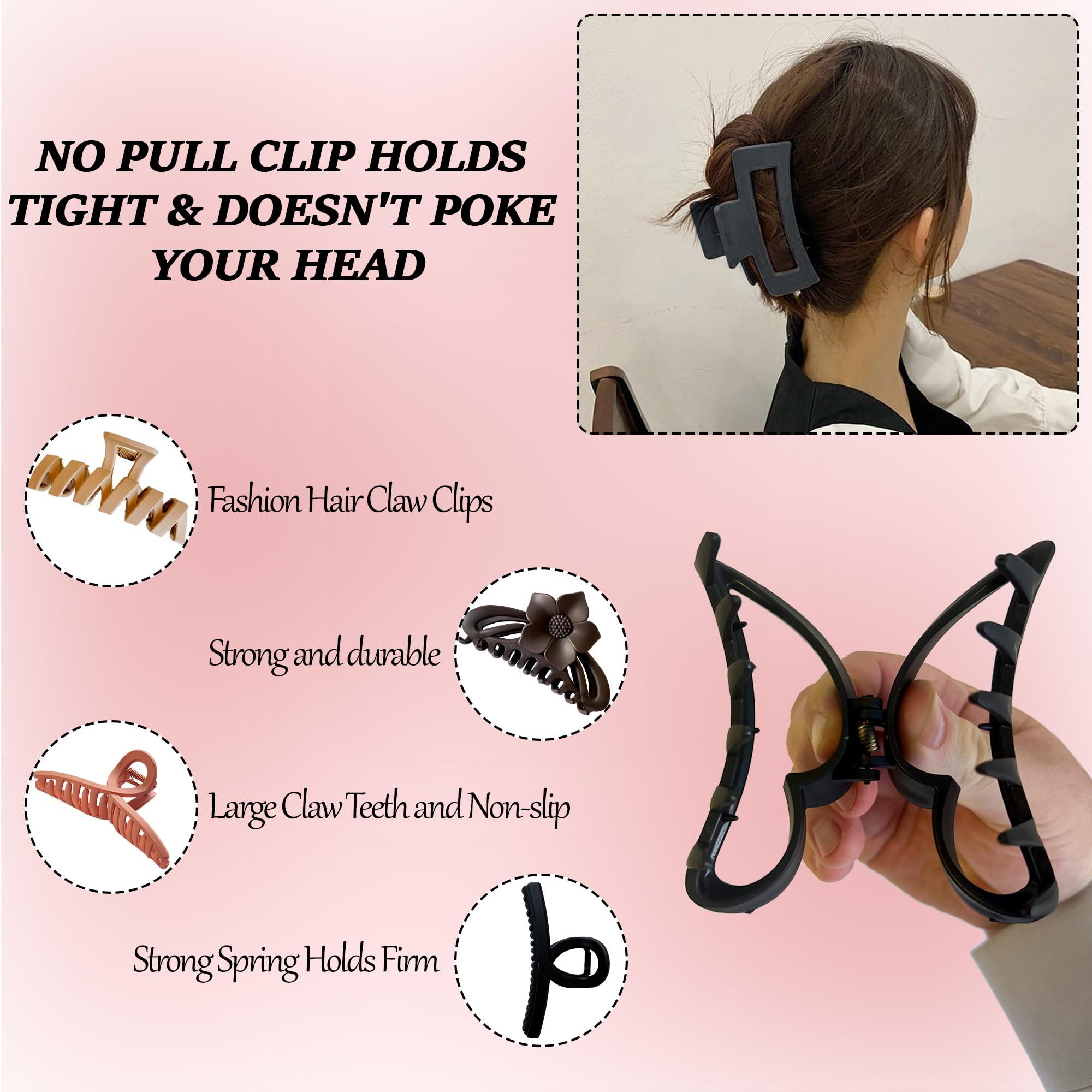 Rebecca Malone Rebecca Malone Hair Claw Clips for Women & Girls, 9 Pack - Assorted Set of 9 Clips in Various Sizes and Colors, Strong Hold Jumbo Clips for Thin, Thick, Curly Hair, Stylish Hair Accessories