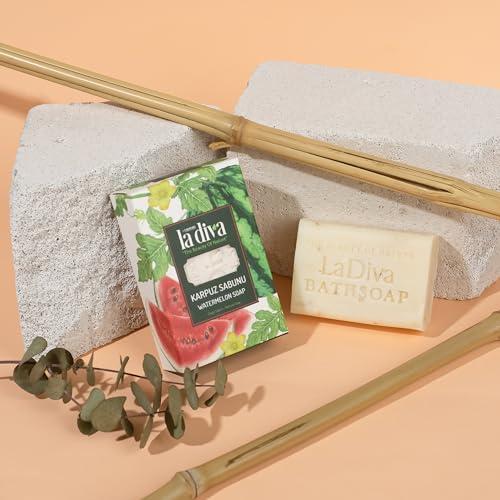 La Diva La Diva Organic Soap Collection - Hand Soap - Argan, Coconut Oil, Collagen, Donkey Milk, Lavender, and More - Premium Bar Soaps for Daily Hydration and Skin Nourishment (Watermelon)