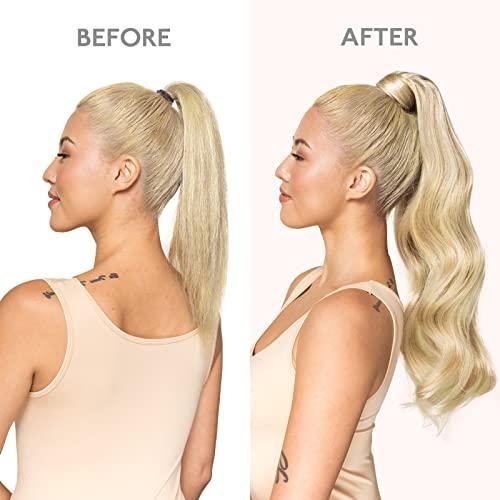 Wennalife WENNALIFE Ponytail Extension Human Hair, 14 Inch 75g Platinum Blonde Human Hair Ponytail Extension Clip in Remy Human Hair Ponytail Wrap Around Ponytail Extension Hairpieces Real Human Hair