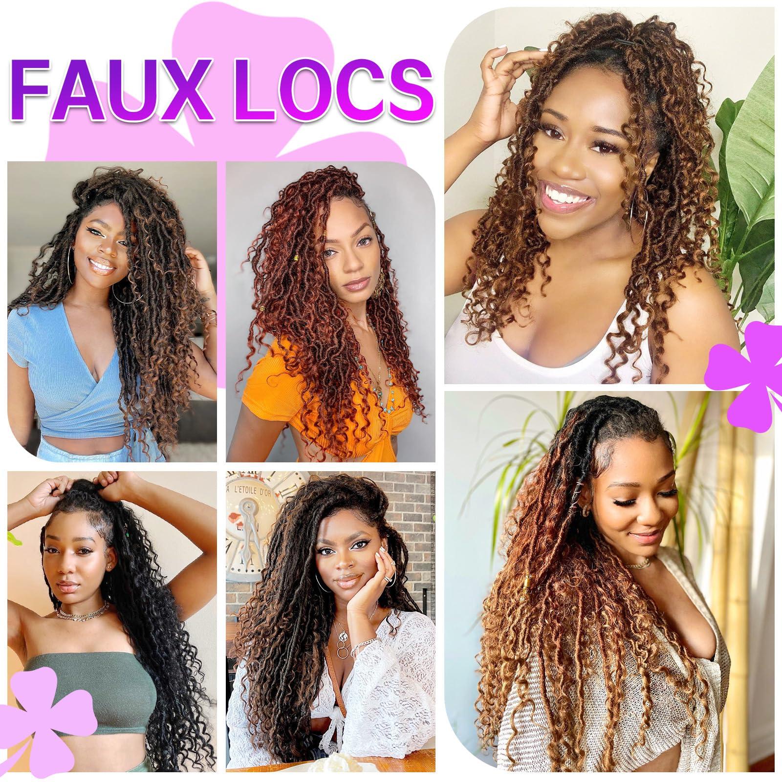AMELI Goddess Locs Crochet Hair 8Packs New Goddess Faux Locs Crochet Hair for Black Women River Locs Crochet Hair with Curly Ends (12inch(pack of 8), T27)