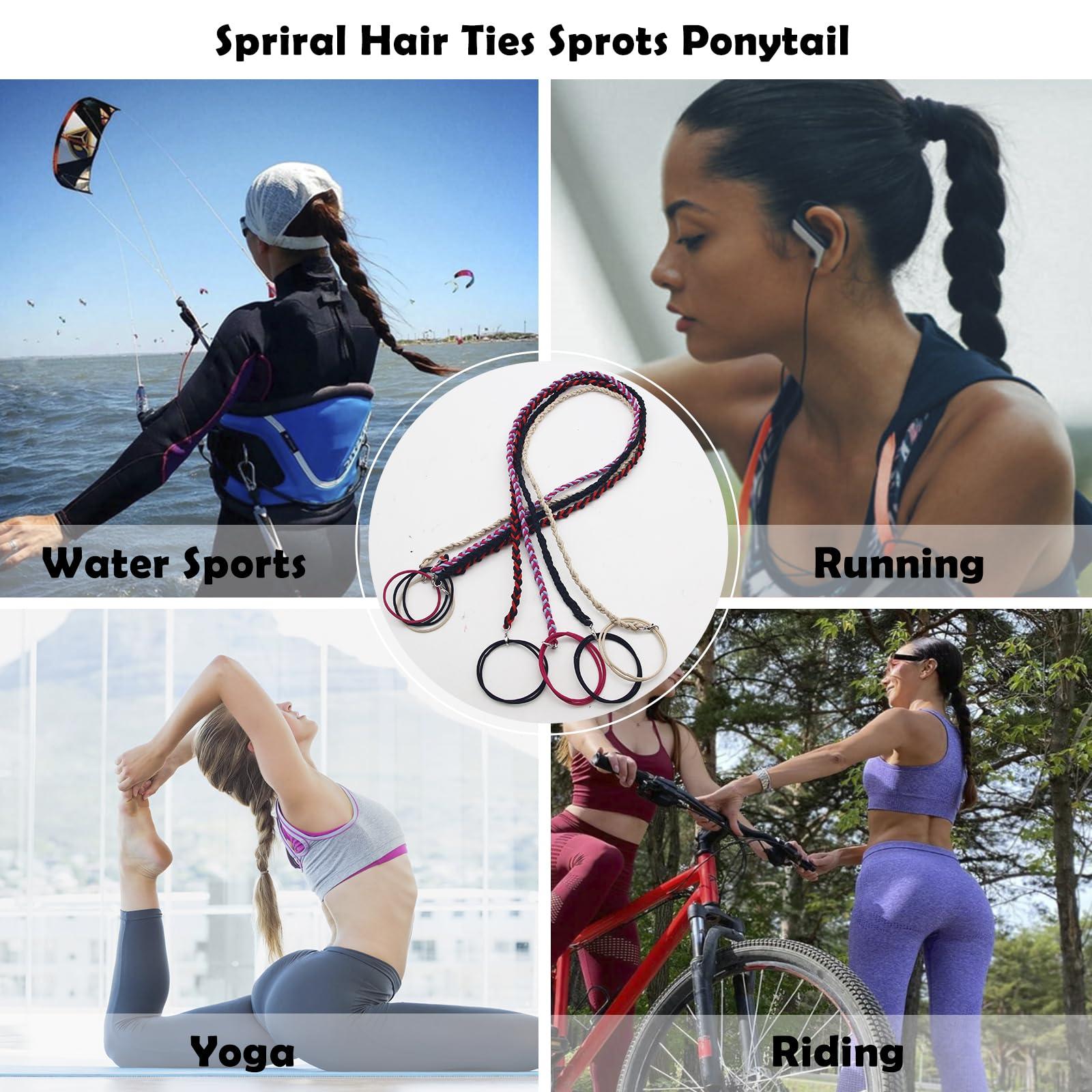 APCGSM APCGSM 4PCS 25\" Hair Ties for Women, Swimming Hair Ties Ponytail Holders Beige Sport Elastic Hair Ties No Damage For Thick Hair Ponytail Wrap Hair Tie (4Pcs Beige-25\")