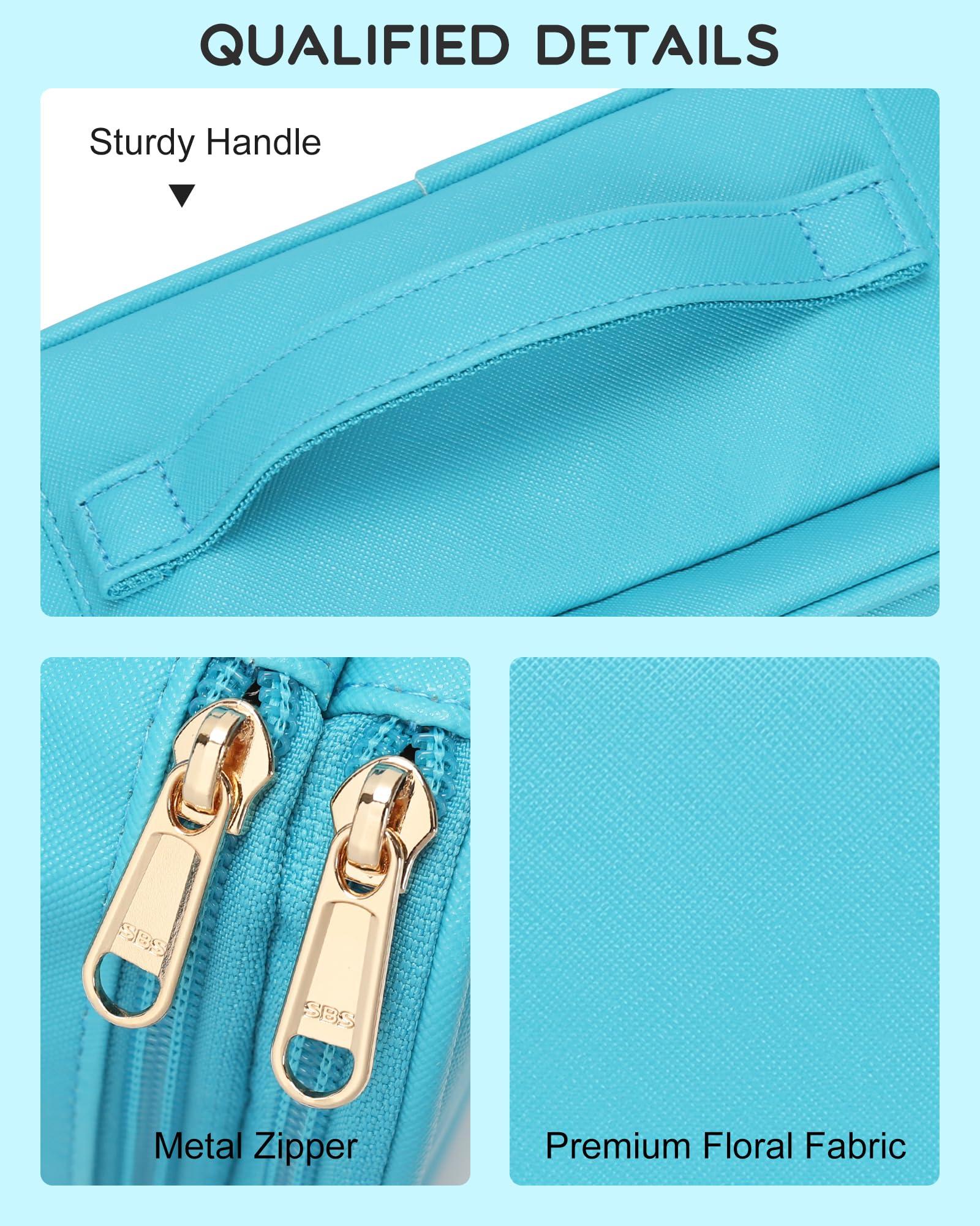 Relavel Relavel Makeup Bag Small Travel Cosmetic Bag for Women Girls Makeup Brushes Bag Portable 2 Layer Cosmetic Case Brush Organizer Christmas (Blue)