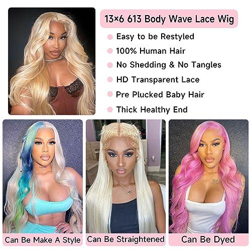 Loyom Loyom Blonde Lace Front Wigs Human Hair 613 HD Lace Frontal Wig 13x6 180% Density 613 Lace Front Wig Human Hair 12A 613 Body Wave Lace Front Wigs Human Hair Blonde Human Hair Wig Pre Plucked 20 Inch
