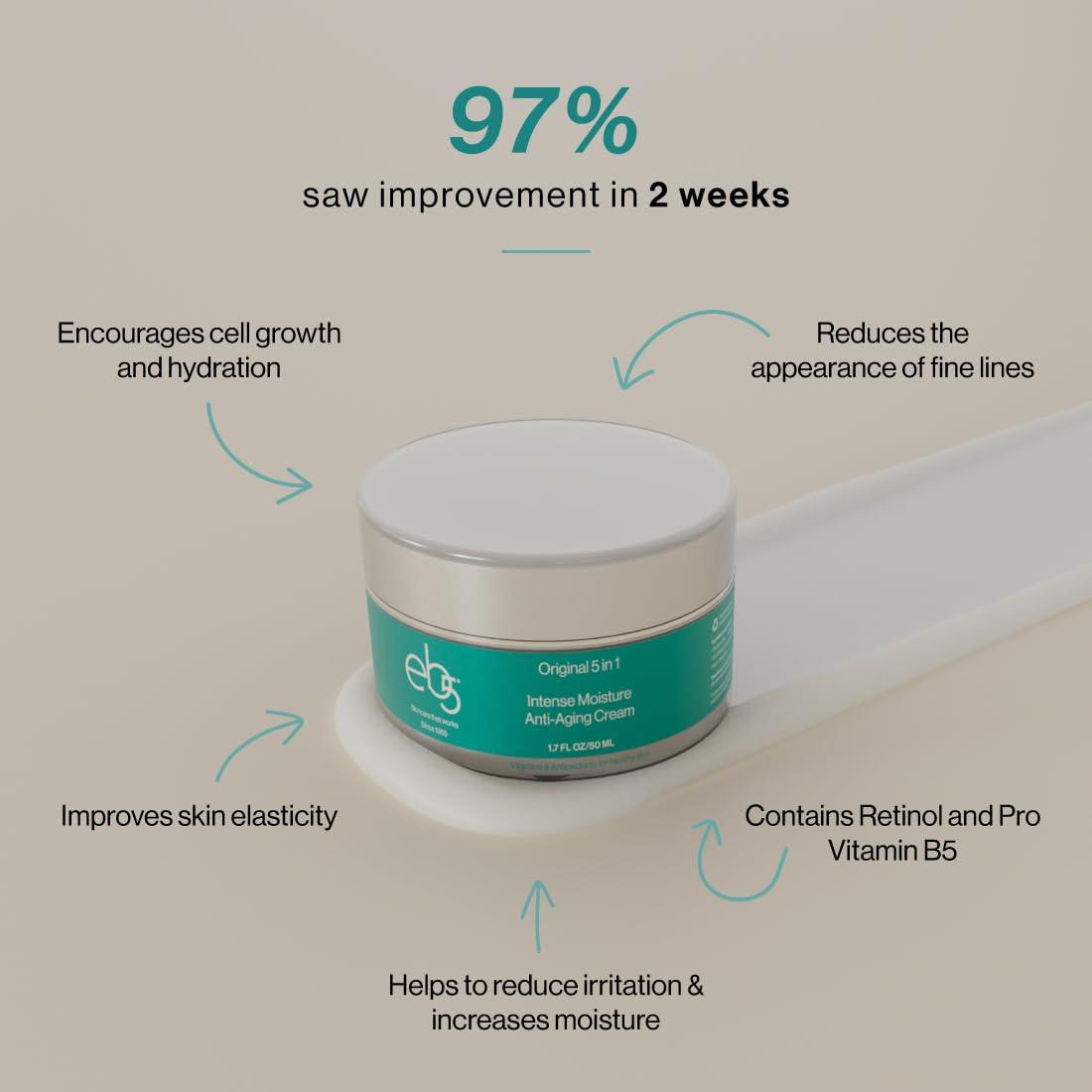 eb5 eb5 Intense Moisture Anti Aging Moisturizer Face & Neck Cream- Tone Tighten Skin with Retinol, Fade Fine Lines & Wrinkles with Vitamin E, A & B5-1.7oz.