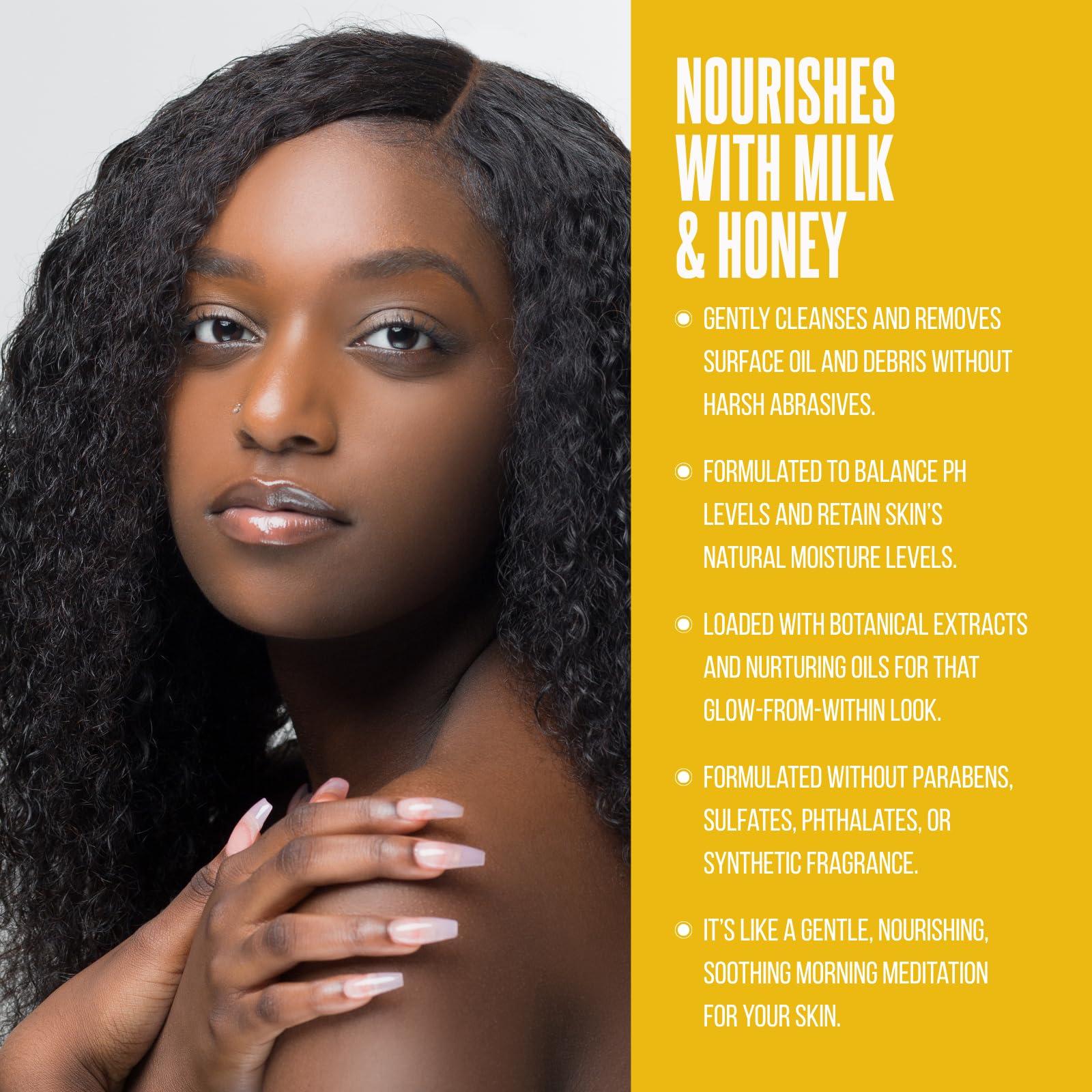 Yelle Yelle. Skincare | Awakening Milk & Honey Cleanser Formulated with Coconut Milk, Vitamin E Organic Herbal Infusion to Balance pH Levels and Retain Skins Natural Moisture Levels.| 4 oz