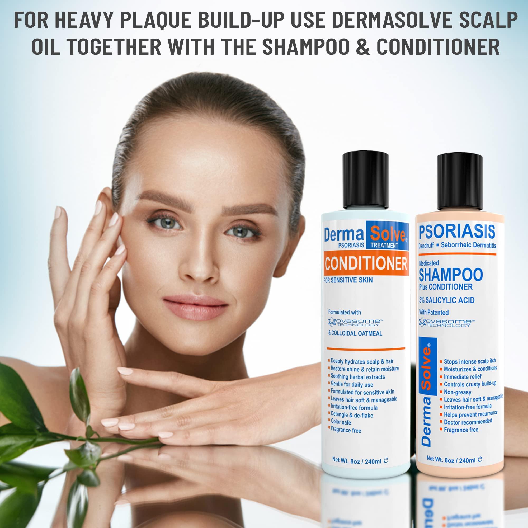 Dermasolve DermaSolve Scalp Psoriasis & Dandruff free Medicated Shampoo with Conditioner, Ultimate Seborrheic Dermatitis Treatment for Itchy, Flakey Scalp, Soothing & Moisturizing Relief