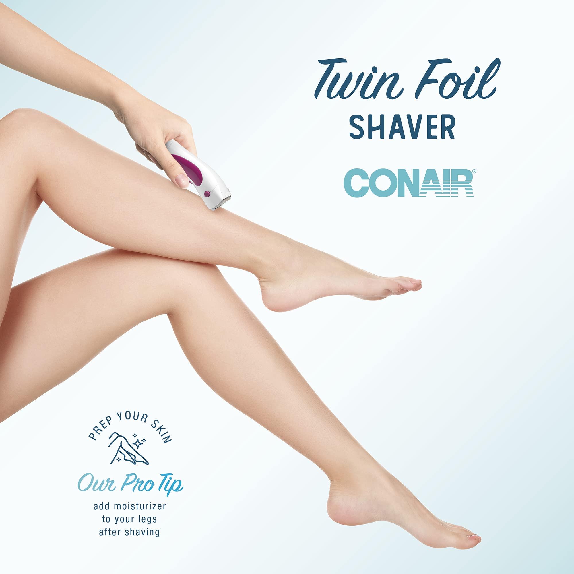 Conair Conair Body and Facial Hair Removal for Women, Cordless Electric Dual Foil Shaver & Trimmer, Perfect for Face, Ear/Nose, Eyebrows, Legs, and Bikini Lines