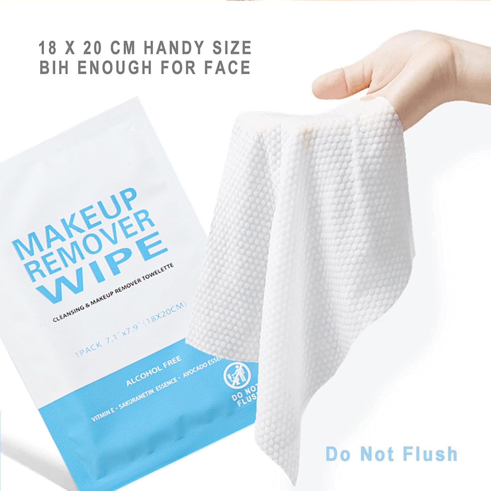 Gisdo 100 Pack Individual Makeup Remover Wipes, Makeup Remover Wipes Individually Wrapped Makeup Wipes Bulk Face Cleansing Wipes, Travel Makeup Remover Cloth for Travel Hotel Skin Care Face Cleansing
