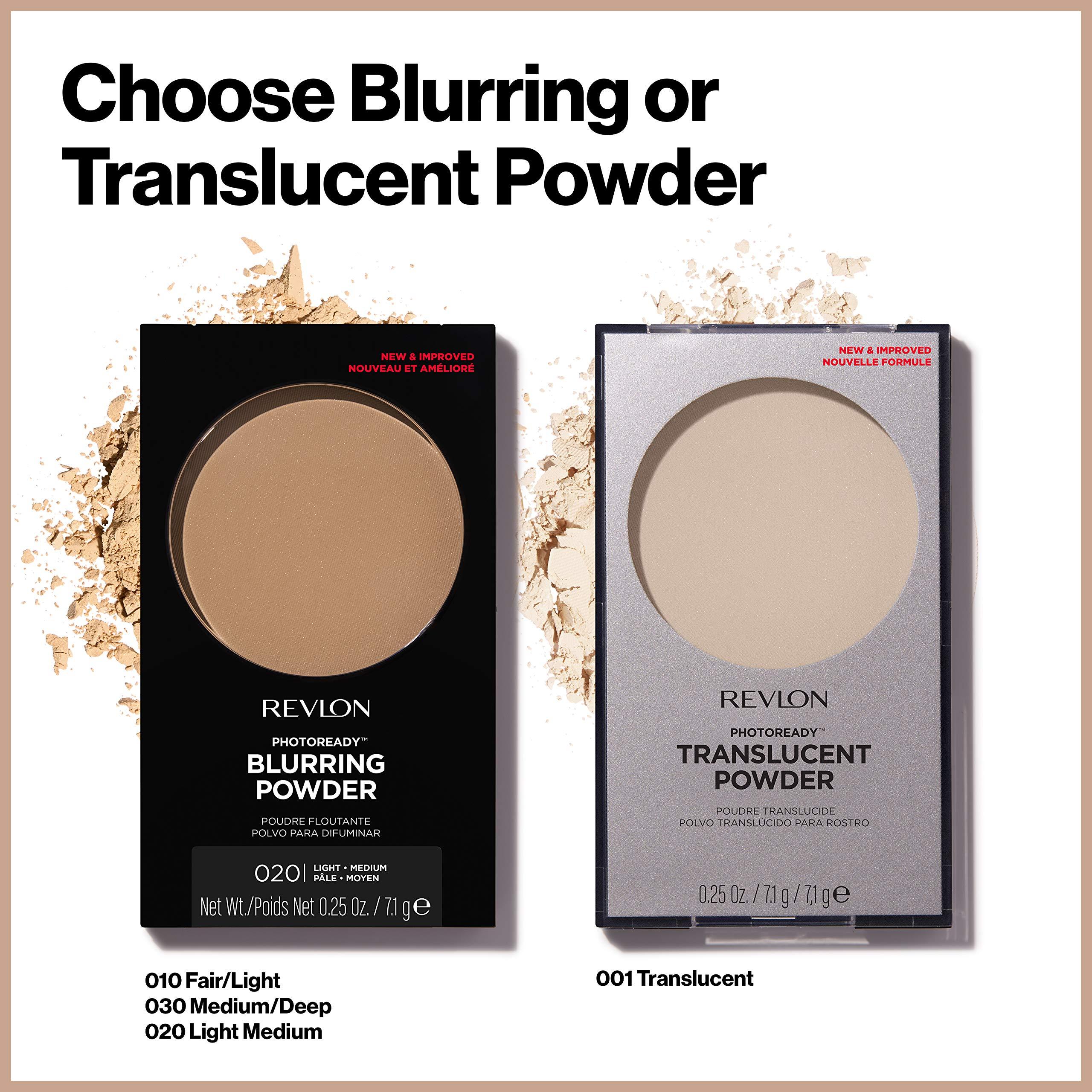 REVLON Revlon PhotoReady Blurring Face Powder Makeup, Longwear Medium-Full Coverage with Flawless Finish, Shine & Oil-Free, 001 Translucent, 0.25 oz