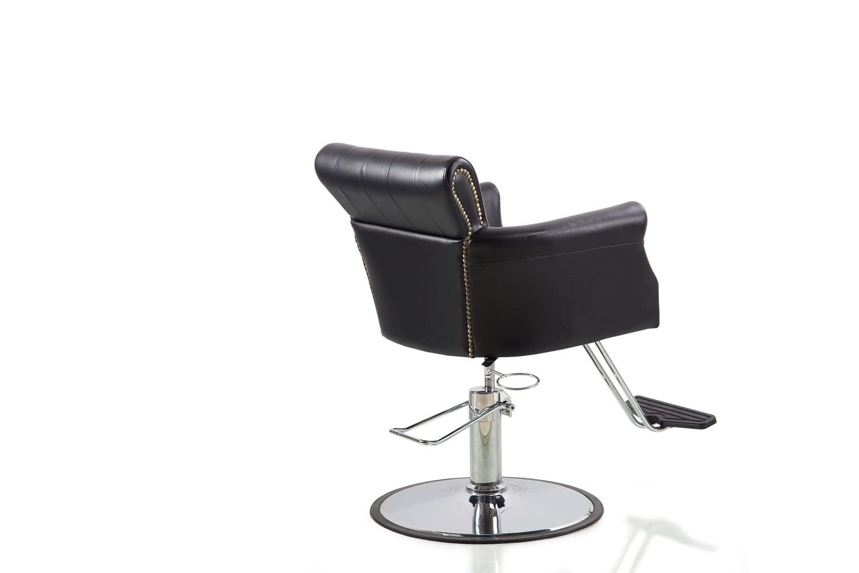 NinthAvenue Basics Salonsunny Black Round Base Hydraulic Pump Salon Styling Chair Heavy Duty Salon Chair All Purpose Multi-Function Professional Cutting Chairs