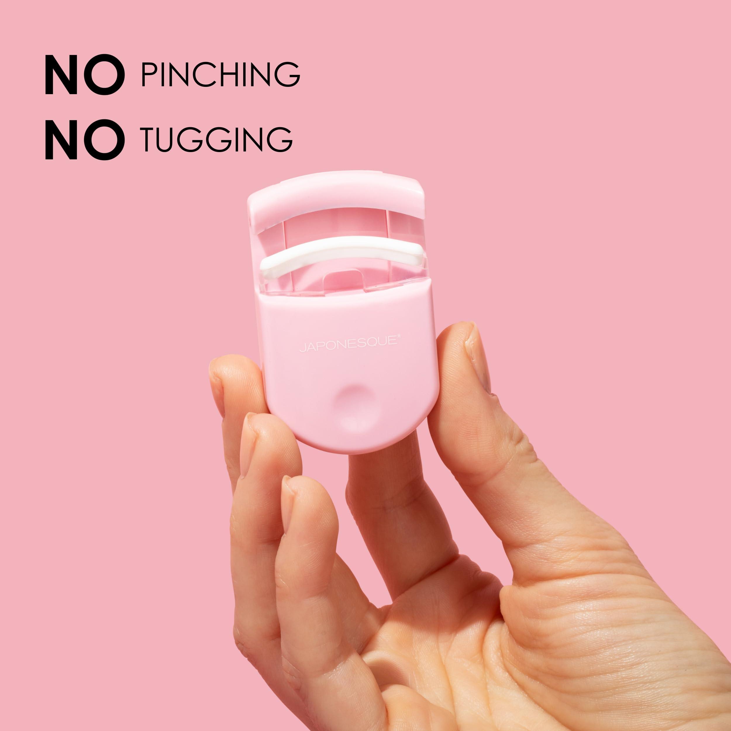 JAPONESQUE JAPONESQUE Travel Eyelash Curler, Pink - Plastic Eyelash Curlers for Travel Makeup, Go Curl Lash Curler with Bonus Replacement Lash Pad - 1 Pack