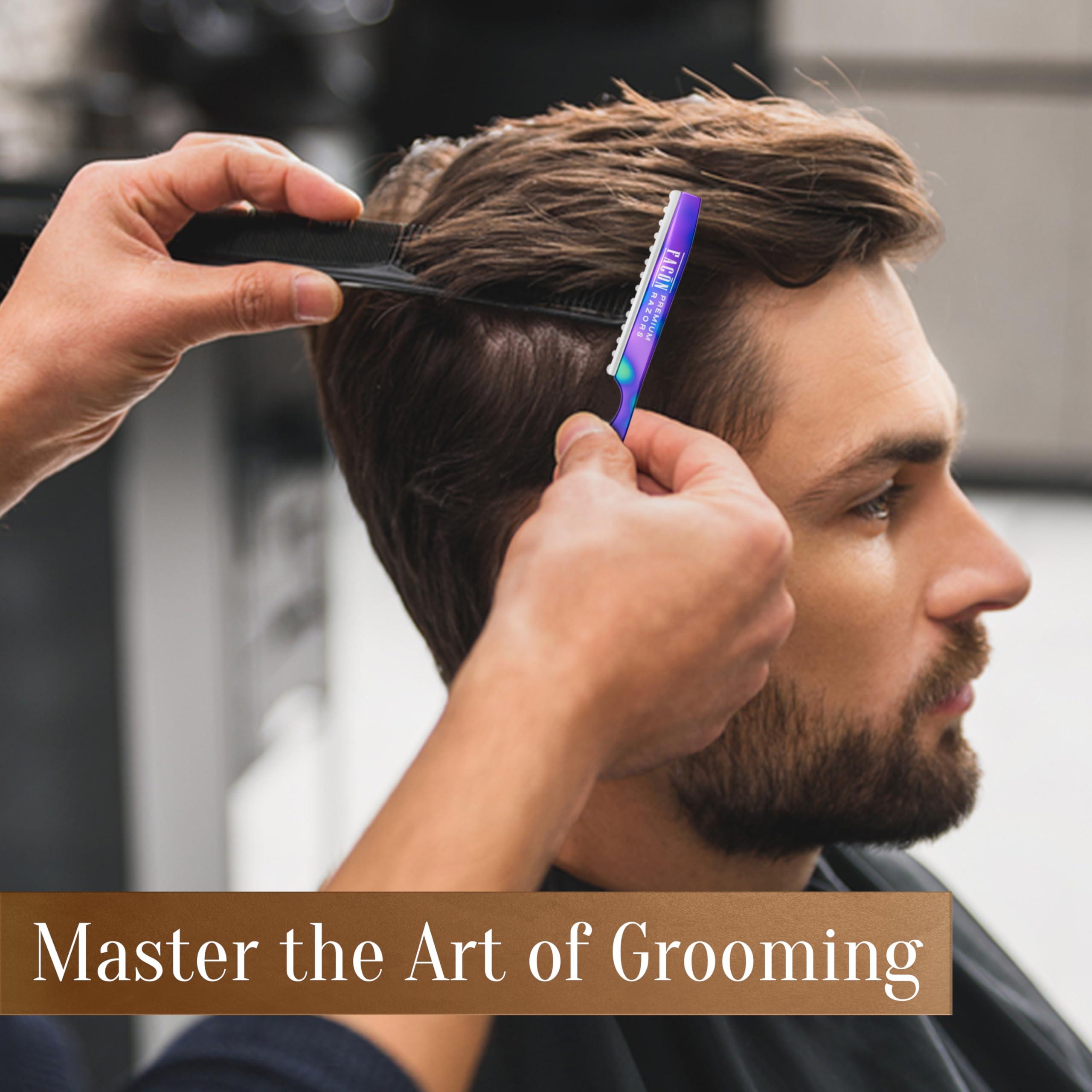 FACON Facn Hair Razors for Cutting Hair - Professional Hair Styling Razor Kit with 11 Replacement Blades, Stainless Steel Hair Cutting Tool for Salon & Home, Premium Hair Thinning Texturizing Faether Razor