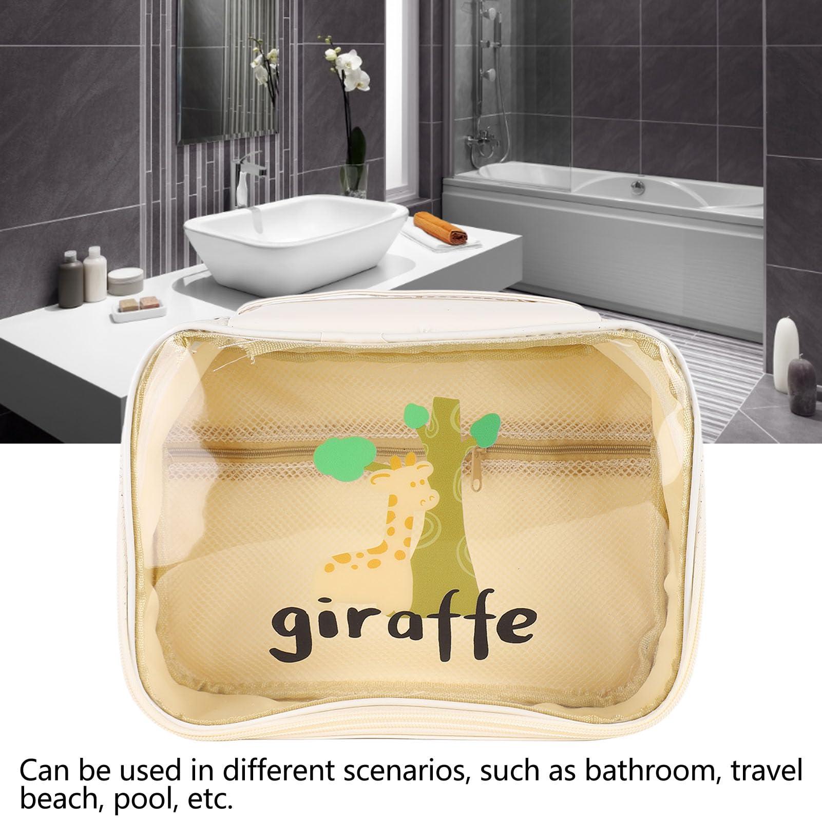 Sempoda Sempoda Clear Makeup Bags,Lightweight Large Capacity Cute Clear Toiletry Bags,Large Makeup Bags for Women Cosmetic Toiletry Makeup Organizer Bag with Detachable Brush Holder(Beige)