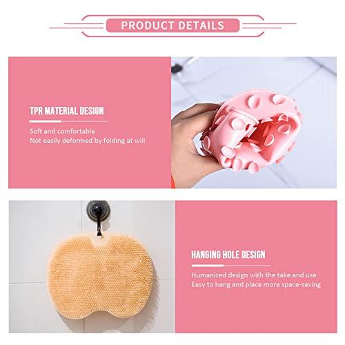 HCPBRS Shower Foot & Back Scrubber, Silicone Massage Pad Wall Mounted Back Scrubber, Shower Foot Massager Scrubber Bath Massage Cushion Brush with Suction Cups, Bathroom Wash Foot Scrubber Mat (Gray)