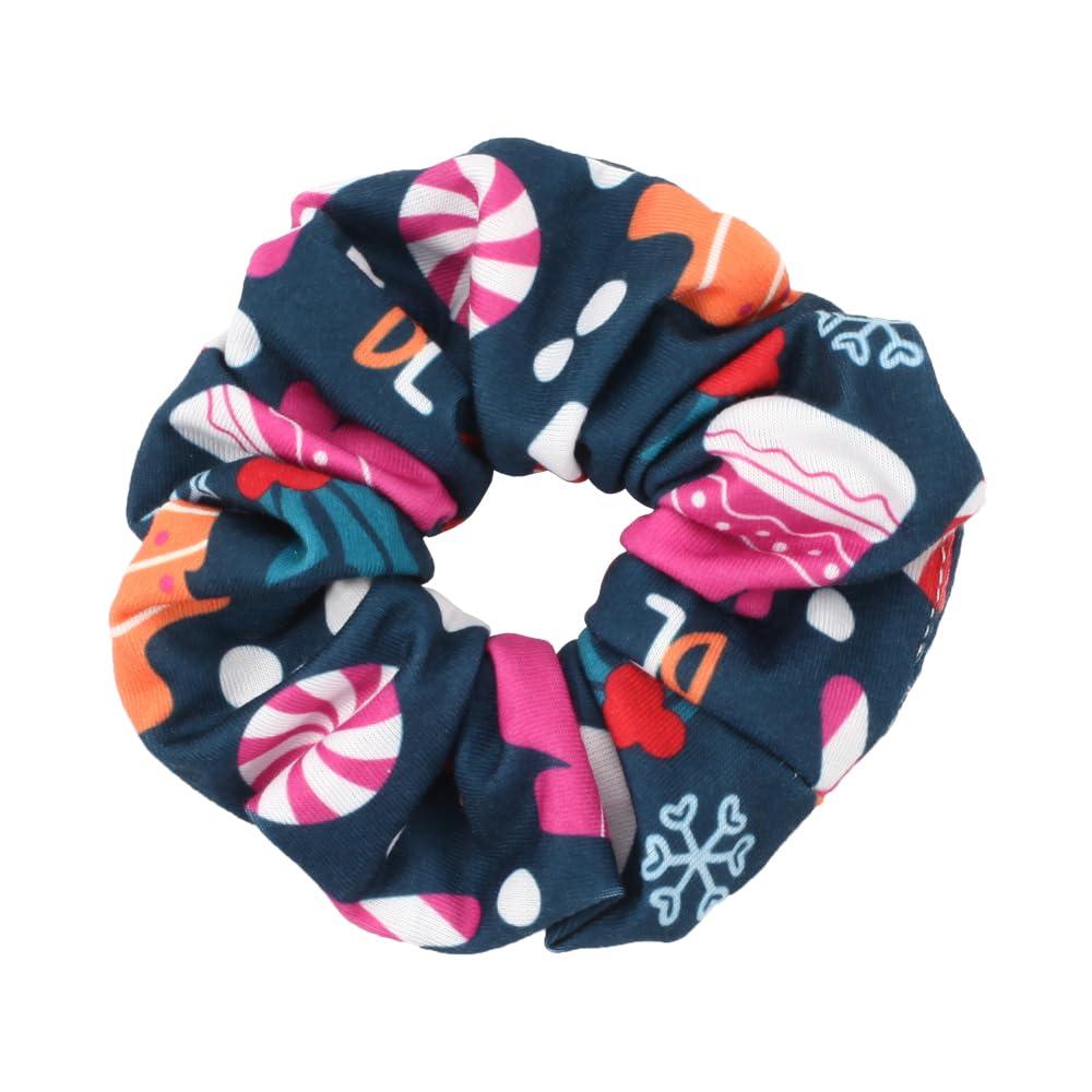 Lonext 4 pcs Xmas Hair Scrunchies Santa Claus Snowman Christmas Hair Ties Soft Elastic Hair Bands for Women