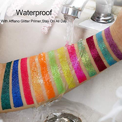 Afflano Afflano Neon Makeup Palette Eyeshadow, Glow in the Dark Neon Eyeshadow Palette Highly Pigmented, Neon Party UV Blacklight Eye Shadow Pallet, Red Orange Pink Pressed Glitter Eyes Makeup Palette