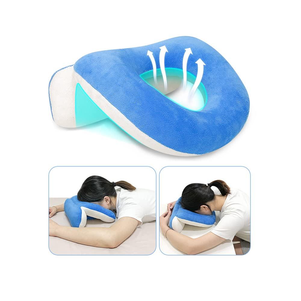 AOSSA Face Down Pillow After Eye Surgery Prone Vitrectomy Retina Recovery Equipment Donut Face Pillow Massage Head Cradle Facedown Desk Pillow for Napping Piercing Cushion