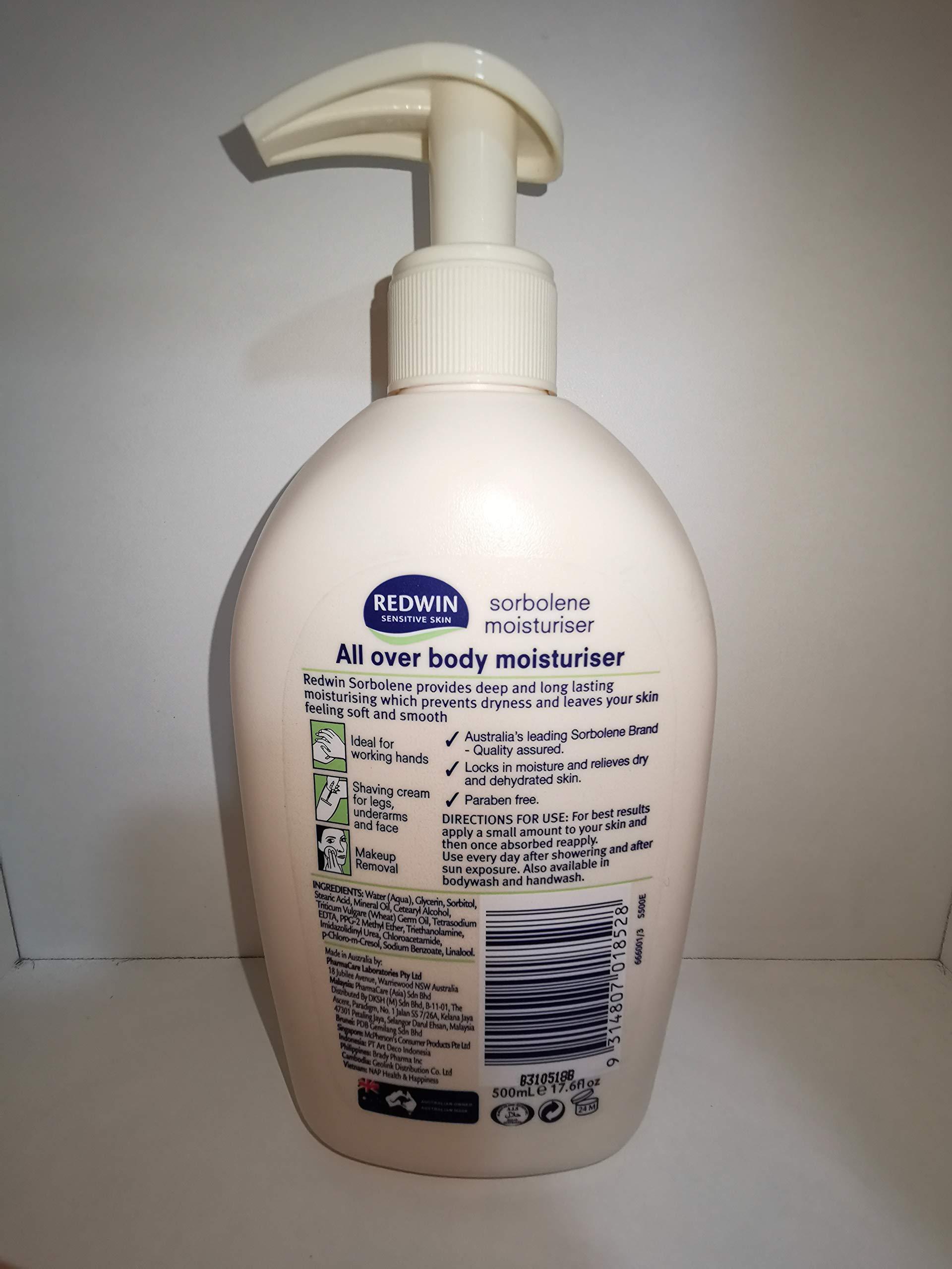 Redwin #MC REDWIN SORBOLENE MOISTURIZER 500ML- Creates A Protective Barrier, That Locks In Moisture Deep Within Your Skin. Redwin Sorbolene Is Suitable For Even The Most Sensitive Skin.