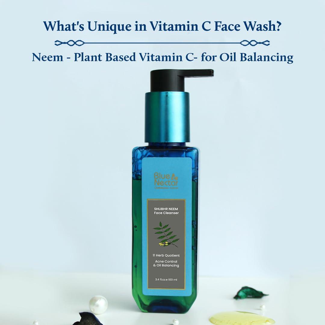 Blue Nectar Blue Nectar Anti Aging Saffron Face Moisturiser for Women (1.7 Fl Oz) Paried with Vitamin C Neem Face Cleanser for youthful, radiant skin(3.38Fl Oz)