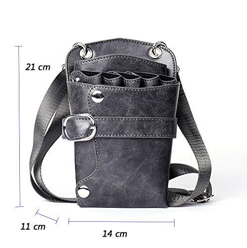 boshiho Scissors Pouch PU Leather Salon Barber Hairdressing Scissors Holster Hair Stylist Tools Bag Comb Shear Holster Waist Shoulder Belt (Grey)