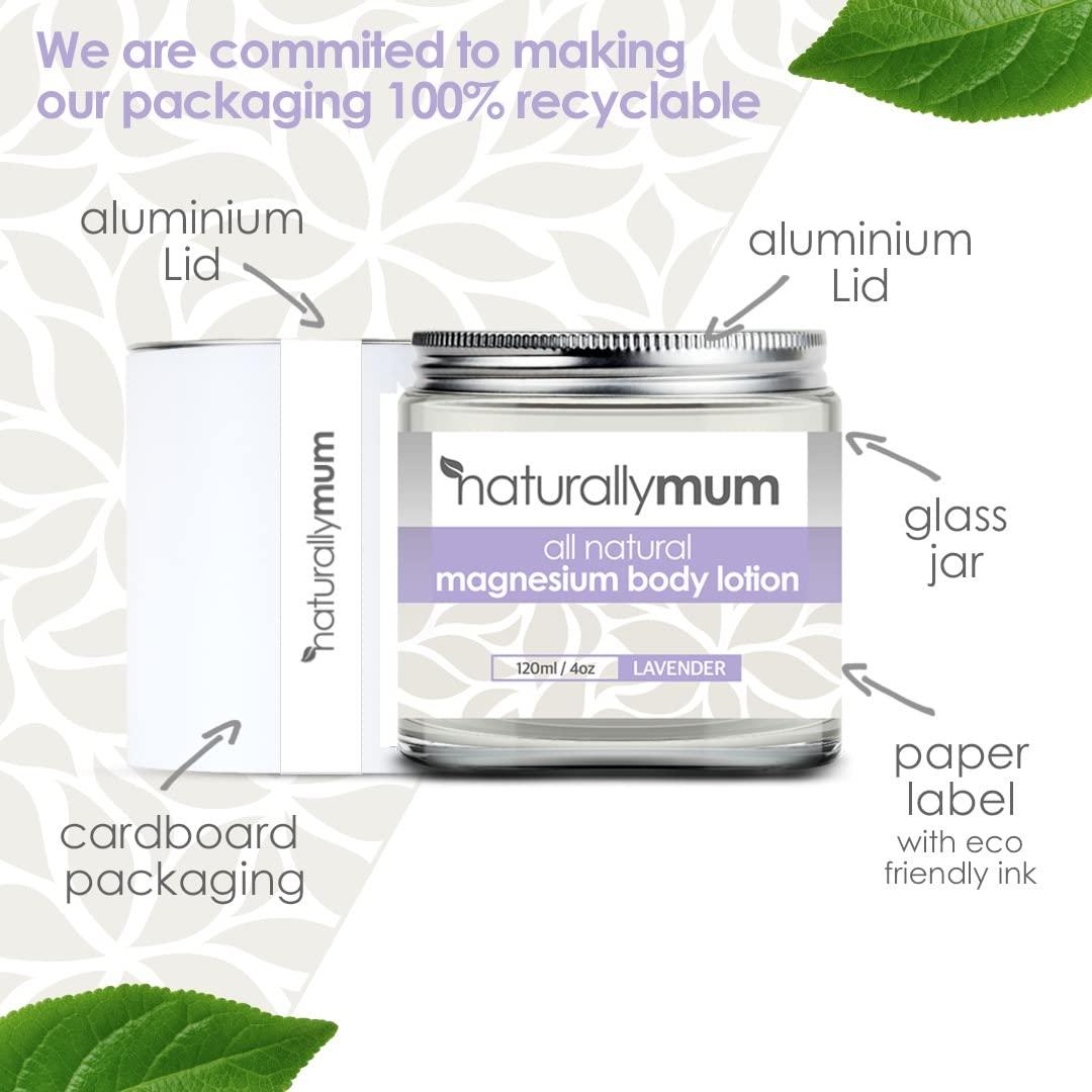 NaturallyMum NaturallyMum Magnesium Body Lotion Bundle | Support for Sleep, Heart, Bone, Nerve, Gut and Muscle Health | Topical Cream Safe for Kids | Lavender & Vanilla | 2 x 4 fl oz