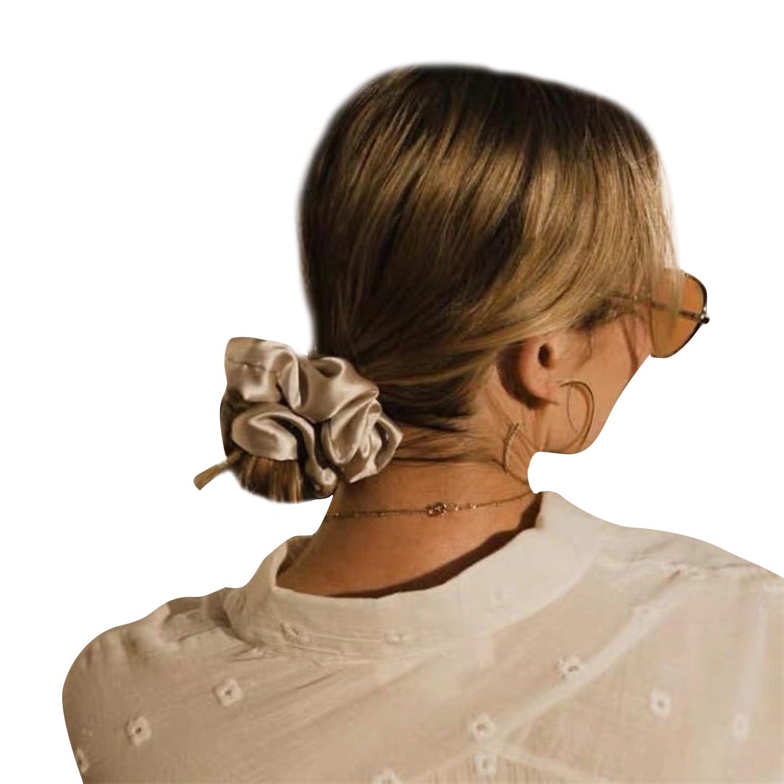 KOOMAGIC 12 Pcs Satin Sleep Hair Scrunchies Pillow Hair Ties Silky School Elastic Hair Bobbles Soft Wrist Scrunchies Ponytail Holders Curly Hair Accessories for Women Girls (Gold Yellow)