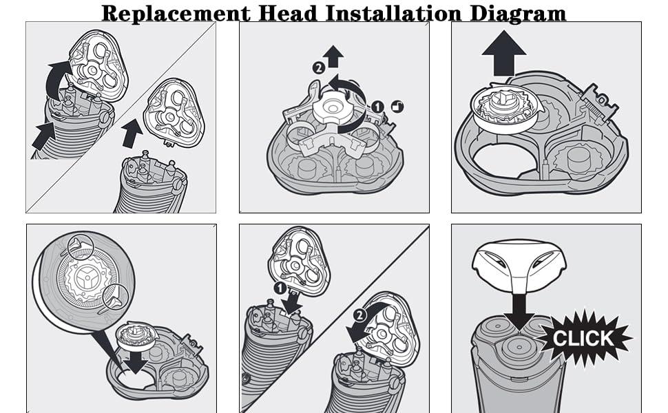 Fivoras SH30 Replacement Heads for Philips Norelco Series 3000, 2000, 1000 Shavers and S738 Click and Style,sh30 shaving head replacement 3-pack