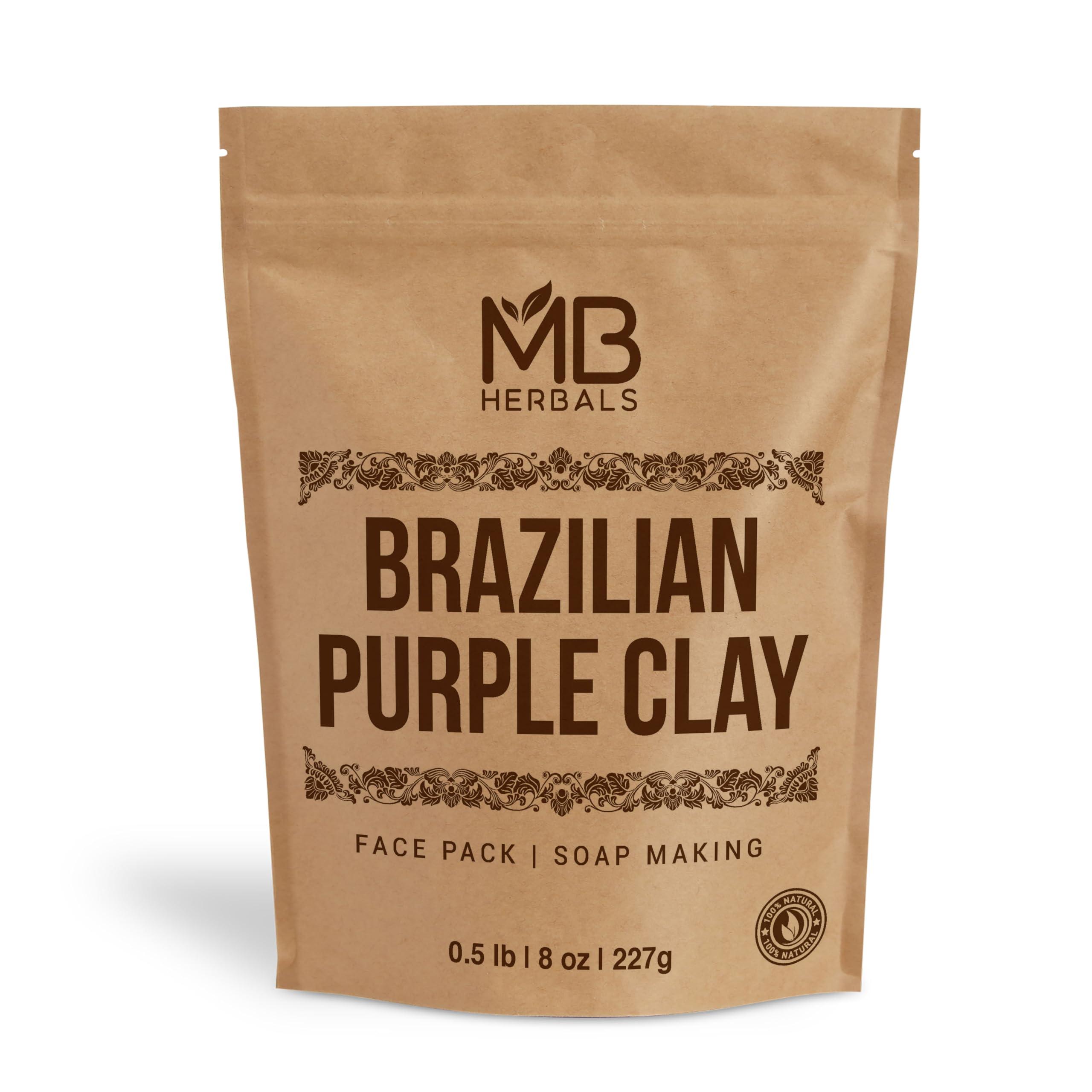 MB Herbals MB Herbals Brazilian Purple Clay Powder 8 oz (0.5 LB / 227 Gram) | Face Packs & Soap Making | Mild Anti-Ageing Clay