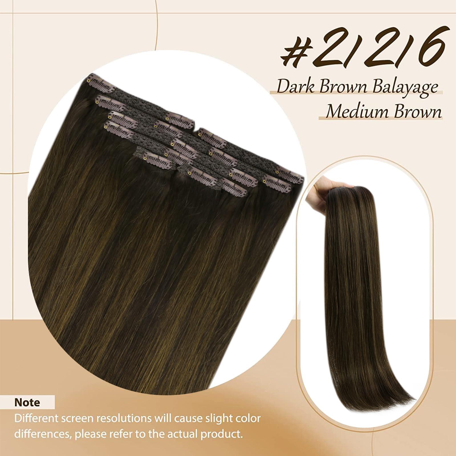 Sunny Hair [Easy Application] Sunny Clip in Human Hair Extensions Brown 150g 22inch