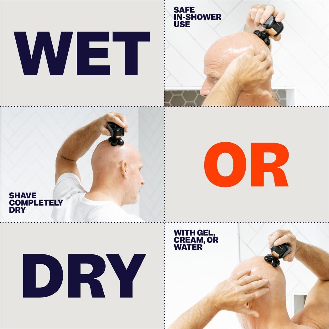 FREEDOM GROOMING The FlexSeries Electric Head Hair Shaver - Freebird - Ultimate Mens Cordless Rechargeable Wet/Dry Skull & Bald Head Waterproof Razor with Rotary Blades, Clippers, Nose Trimmer, Brush, Massager