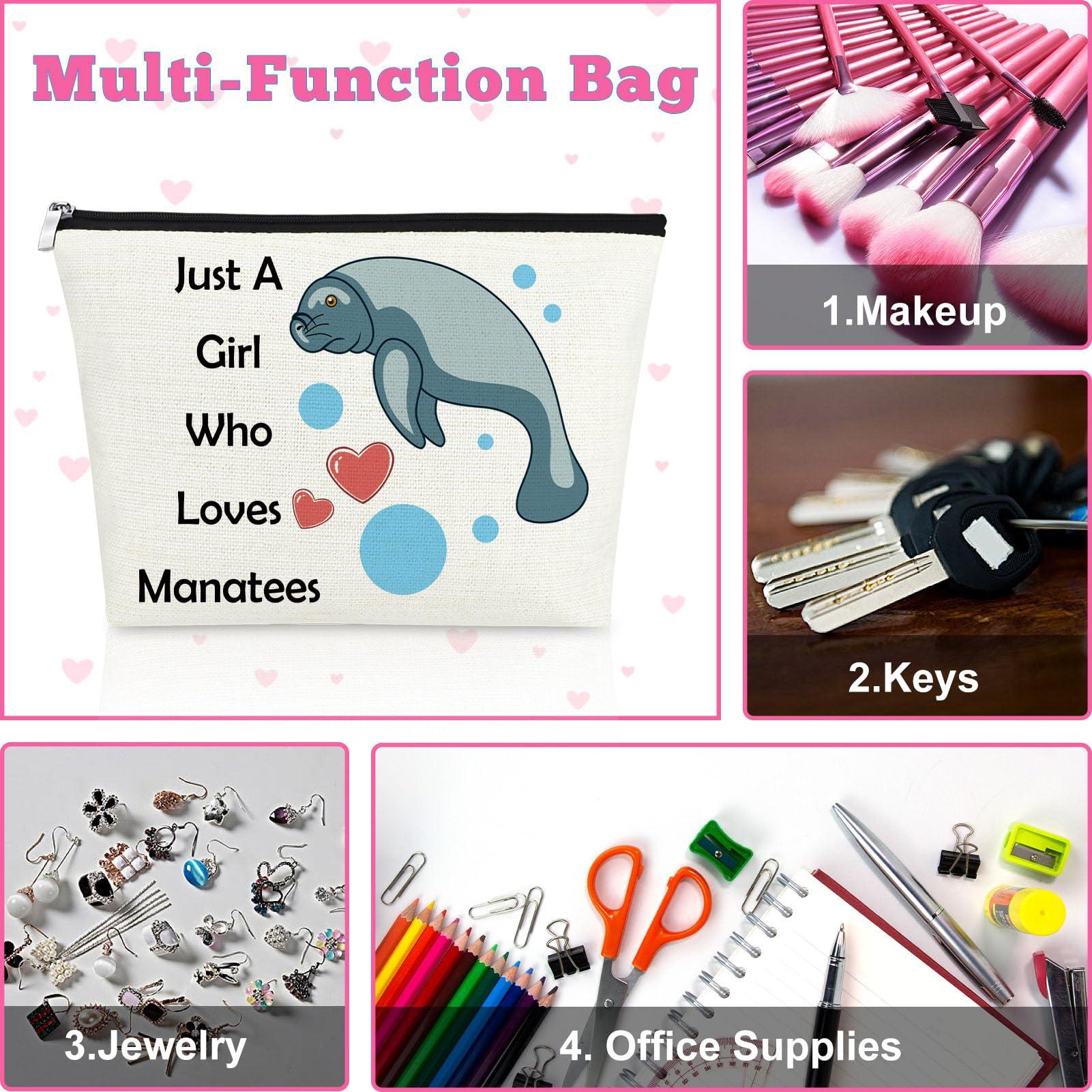 Mxrymvu Manatee Gifts Sea Animal Lover Gift Manatee Makeup Bag Manatee Lover Gift Friendship Gifts for Friends Sister Teen Girls Cosmetic Bag Birthday Christmas Thanksgiving Gifts Travel Cosmetic Pouch
