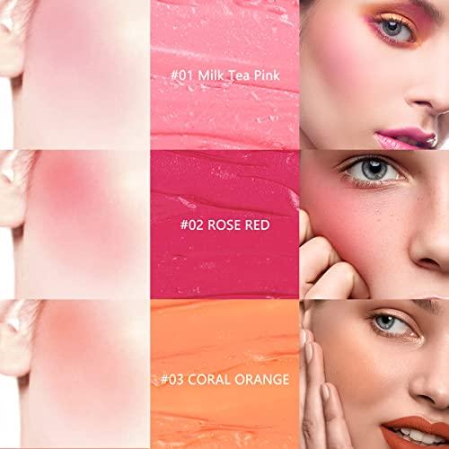 LOKFAR LOKFAR Cream Blush Stick for Cheeks Blush Makeup - 2 in 1 Multi Stick Blush for Cheeks Tint & Eyes & Lips, Cheek Makeup Stick Makeup Blush with Brush, Waterproof Creme Blush (#01 Cherry Pink)