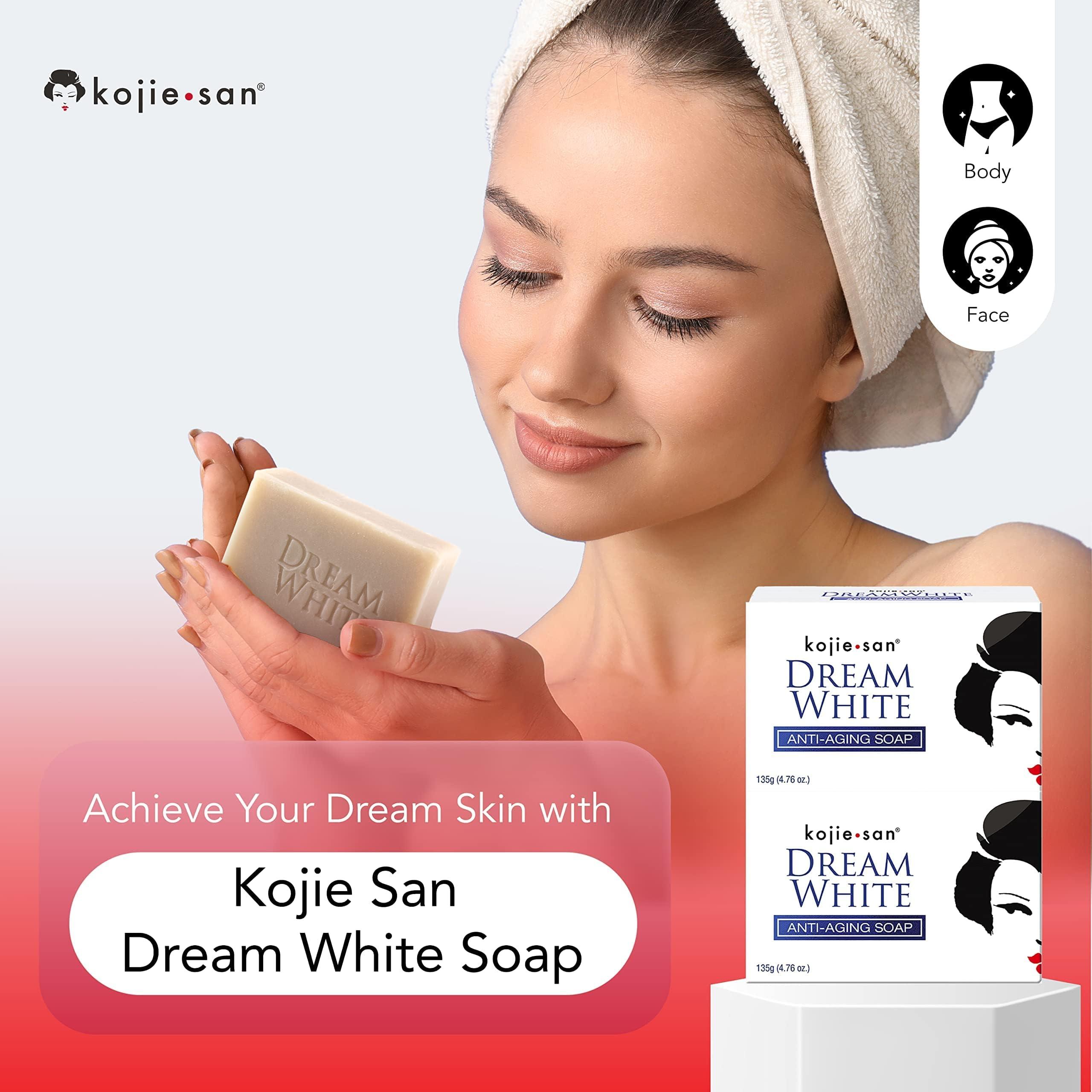 Kojie San Kojie San Dream White Soap - Skin Brightening Kojic Acid Soap with Collagen, Elastin & Coconut Oil - 135g x 2 Bars