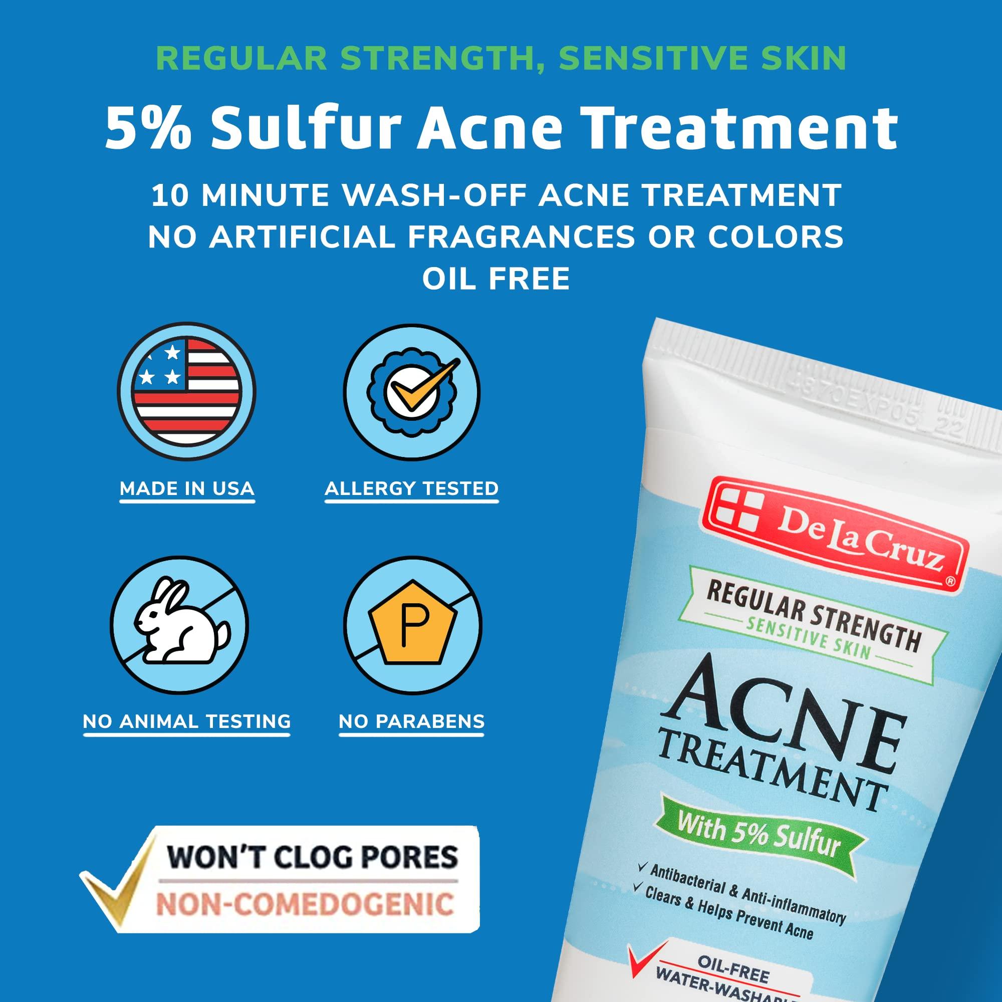De La Cruz De La Cruz 5% Sulfur Ointment - Cystic Acne Treatment for Face and Body - Daily 10 Min Spot Treatment Mask - Safe and Effective Game Changing Hormonal Acne Treatment that Clears Up Pimples 2.6oz Tube