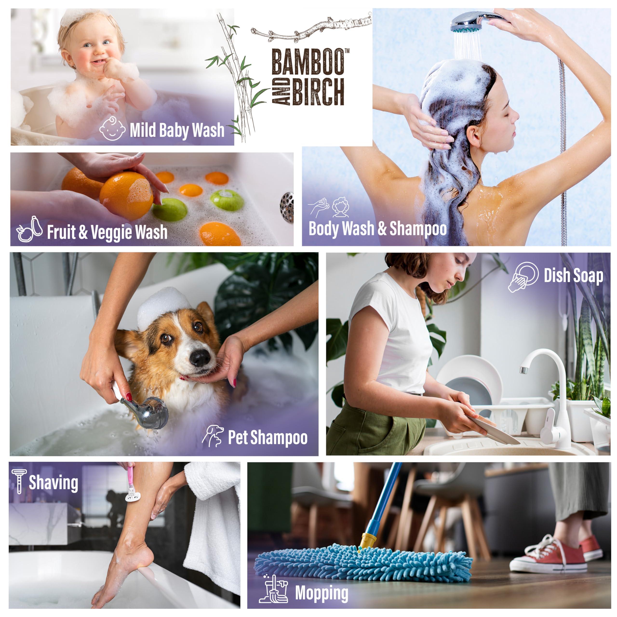 BAMBOO AND BIRCH BAMBOO AND BIRCH Pure Castile Soap Liquid Organic, Certified Palm Oil Free Natural Soap, Lavender, 32 oz