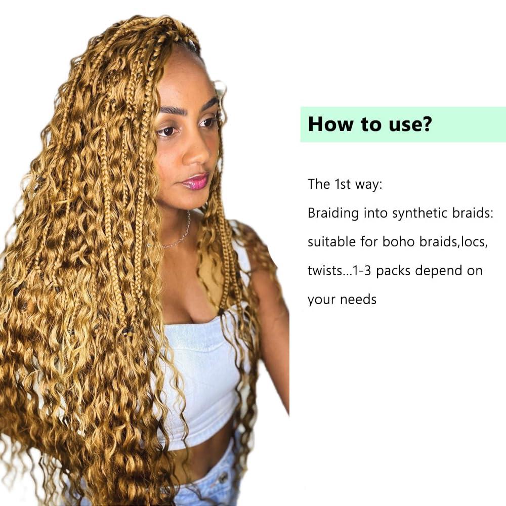 MIMORE Micro Braiding Hair Human Hair Bulk Deep Wave Virgin Human Braiding Hair for Micro Braids Hair No Weft Human Hair Braids Extension for Braiding 22inch (100g(1Pack/2Bundles), 27 Honey Blonde)