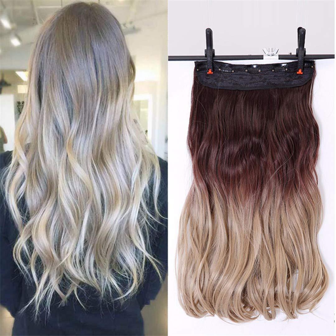 WHWYQDFD 24Inch 5 Clipsins Straight Hair Extentions Clip In On Hair Extension Black To Red Ombre Hairpiece Synthetic #10 24Inches